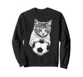 Funny Soccer Cat Meme White Sweatshirt - Casual Everyday Wear Men Women - T-Shirt, Sweatshirt, Hoodie