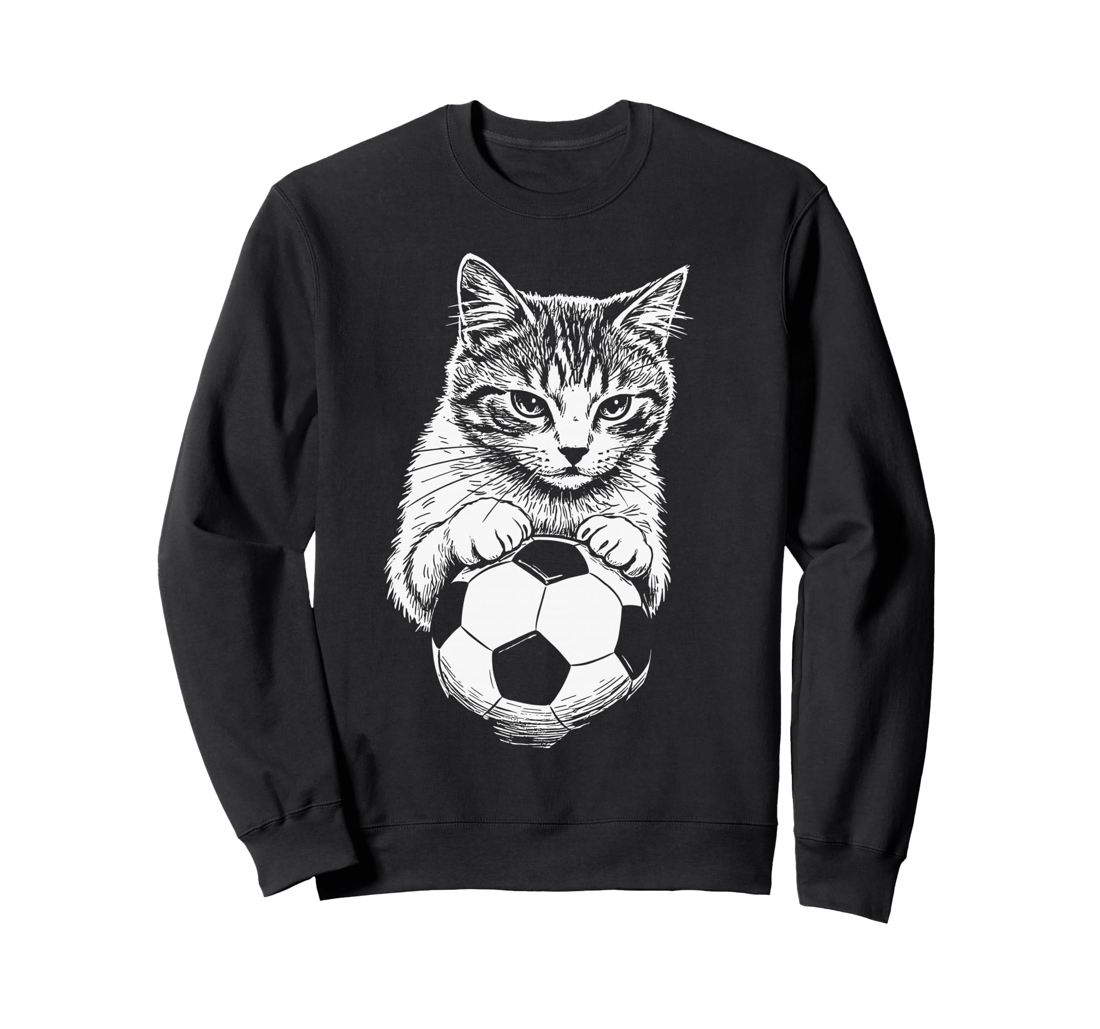 Funny Soccer Cat Meme White Sweatshirt - Casual Everyday Wear Men Women - T-Shirt, Sweatshirt, Hoodie