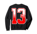 White Red Sport Team Number 13 Sweatshirt - Graphic Print for Adults - T-Shirt, Sweatshirt, Hoodie