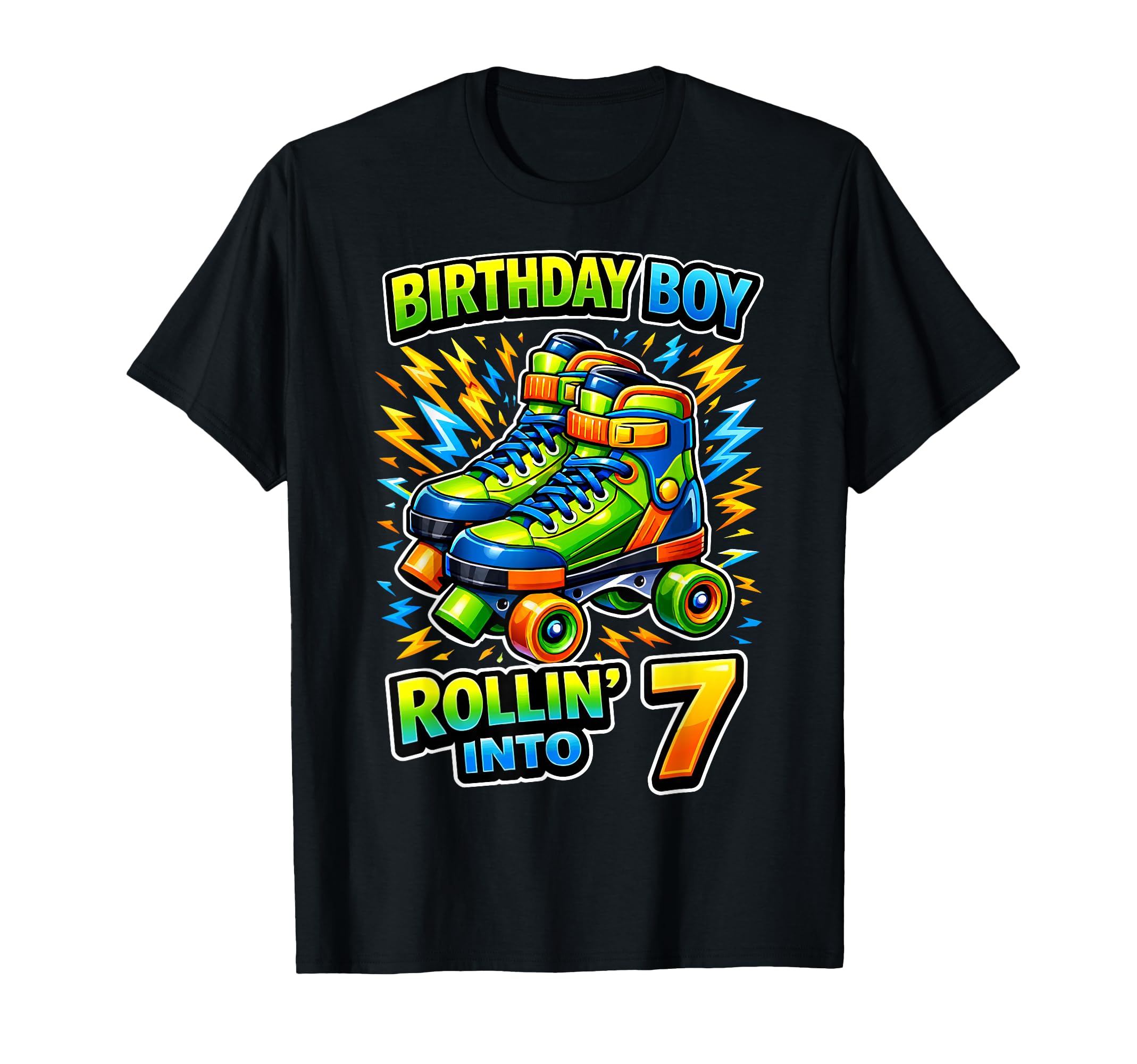 Roller Skating 7Th Birthday Party T-Shirt - Unique Graphic Men Women - T-Shirt, Sweatshirt, Hoodie