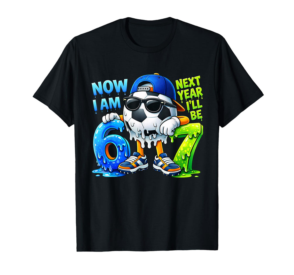 6Th Birthday Soccer Ice Cream Drip T-Shirt - Fun Novelty Design Men Women - T-Shirt, Sweatshirt, Hoodie