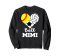 Ball Mimi Heart Funny Softball Sweatshirt - Trendy Graphic Unisex - T-Shirt, Sweatshirt, Hoodie