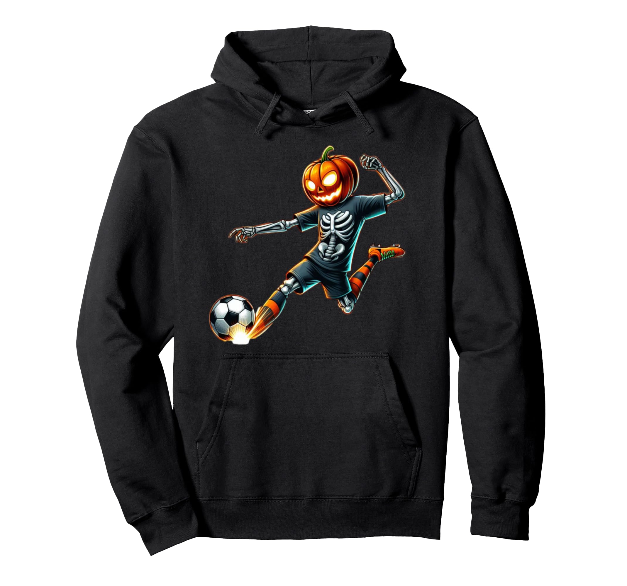 Pumpkin Soccer Skeleton Funny Halloween Hoodie - Minimalist Print Unisex - T-Shirt, Sweatshirt, Hoodie