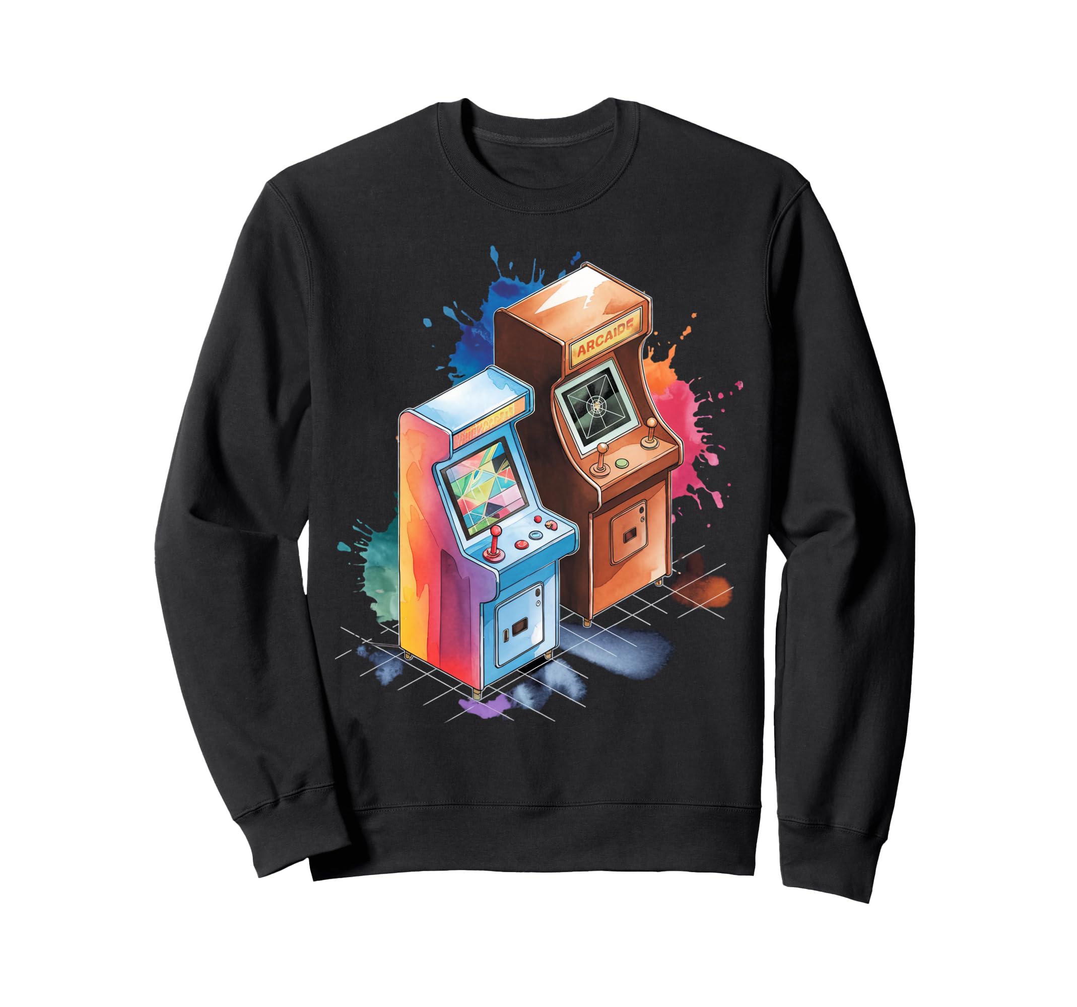 Arcade Watercolor Arcade Gamer Sweatshirt - Fun Novelty Design for Adults - T-Shirt, Sweatshirt, Hoodie