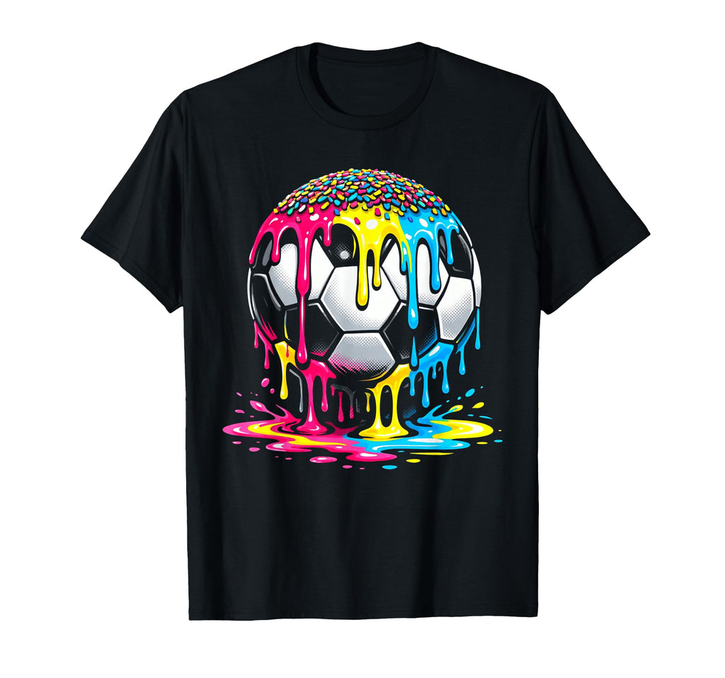 Soccer Ball Paint Drip Colorful T-Shirt - Aesthetic Graphic for Adults - T-Shirt, Sweatshirt, Hoodie
