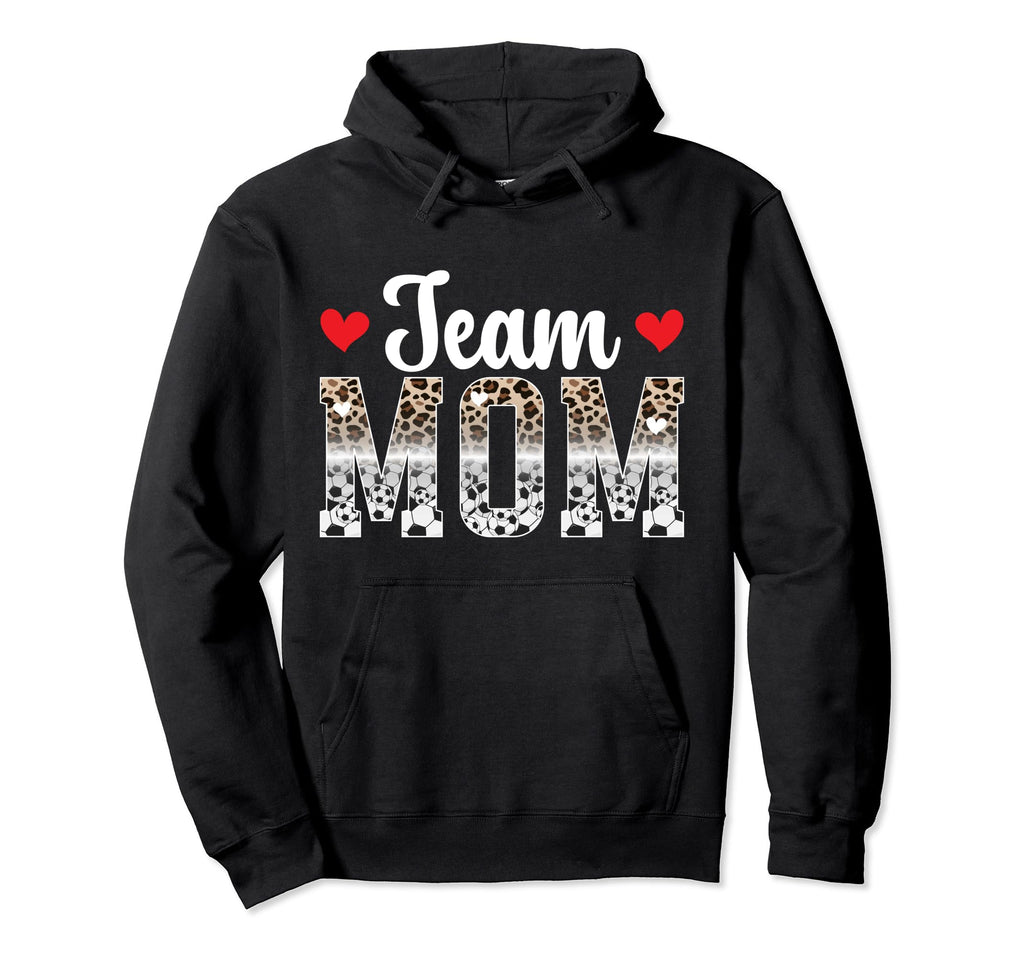 Team Mom Leopard Soccer Team Mom Hoodie - Minimalist Print for Adults - T-Shirt, Sweatshirt, Hoodie