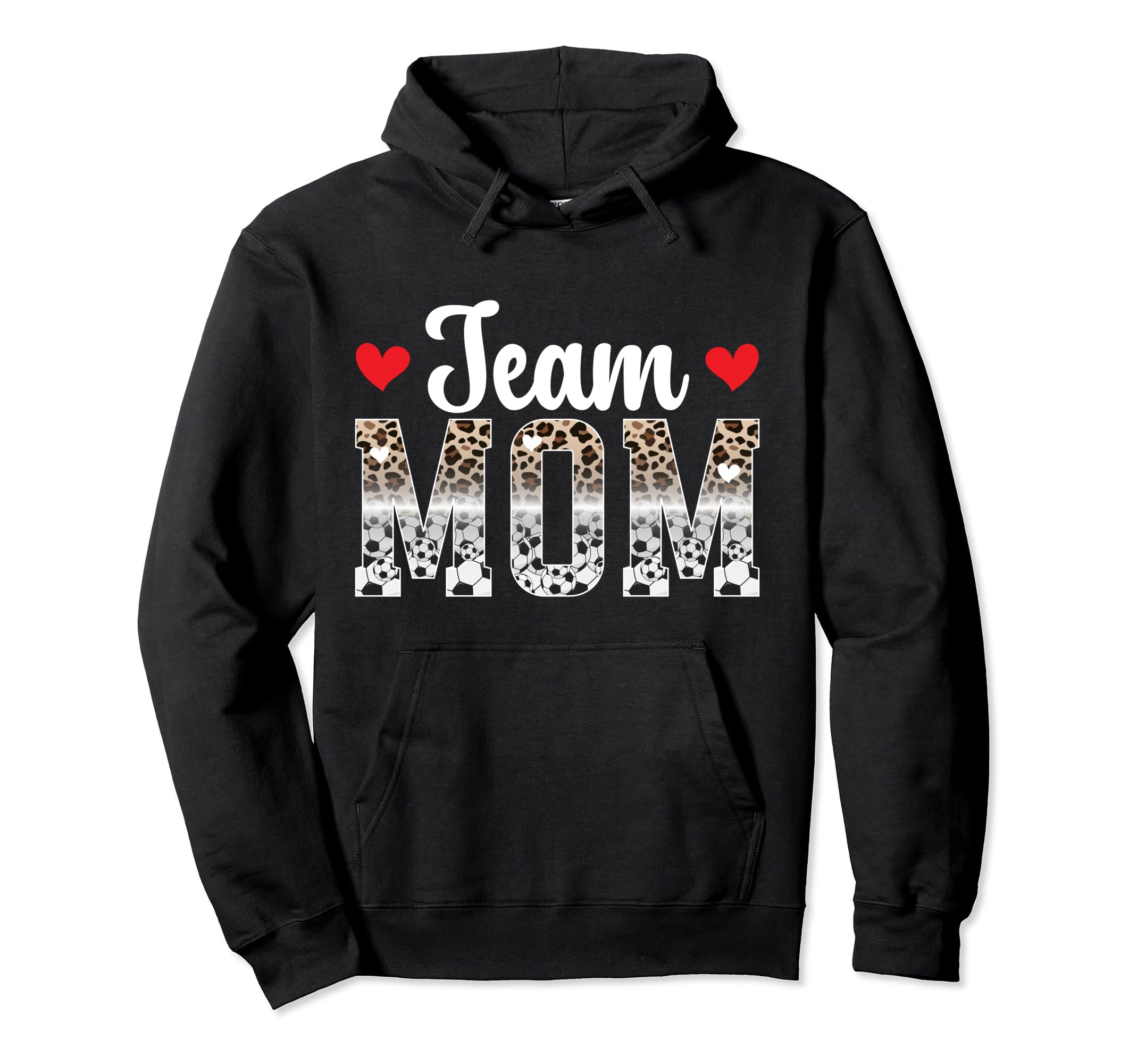 Team Mom Leopard Soccer Team Mom Hoodie - Minimalist Print for Adults - T-Shirt, Sweatshirt, Hoodie