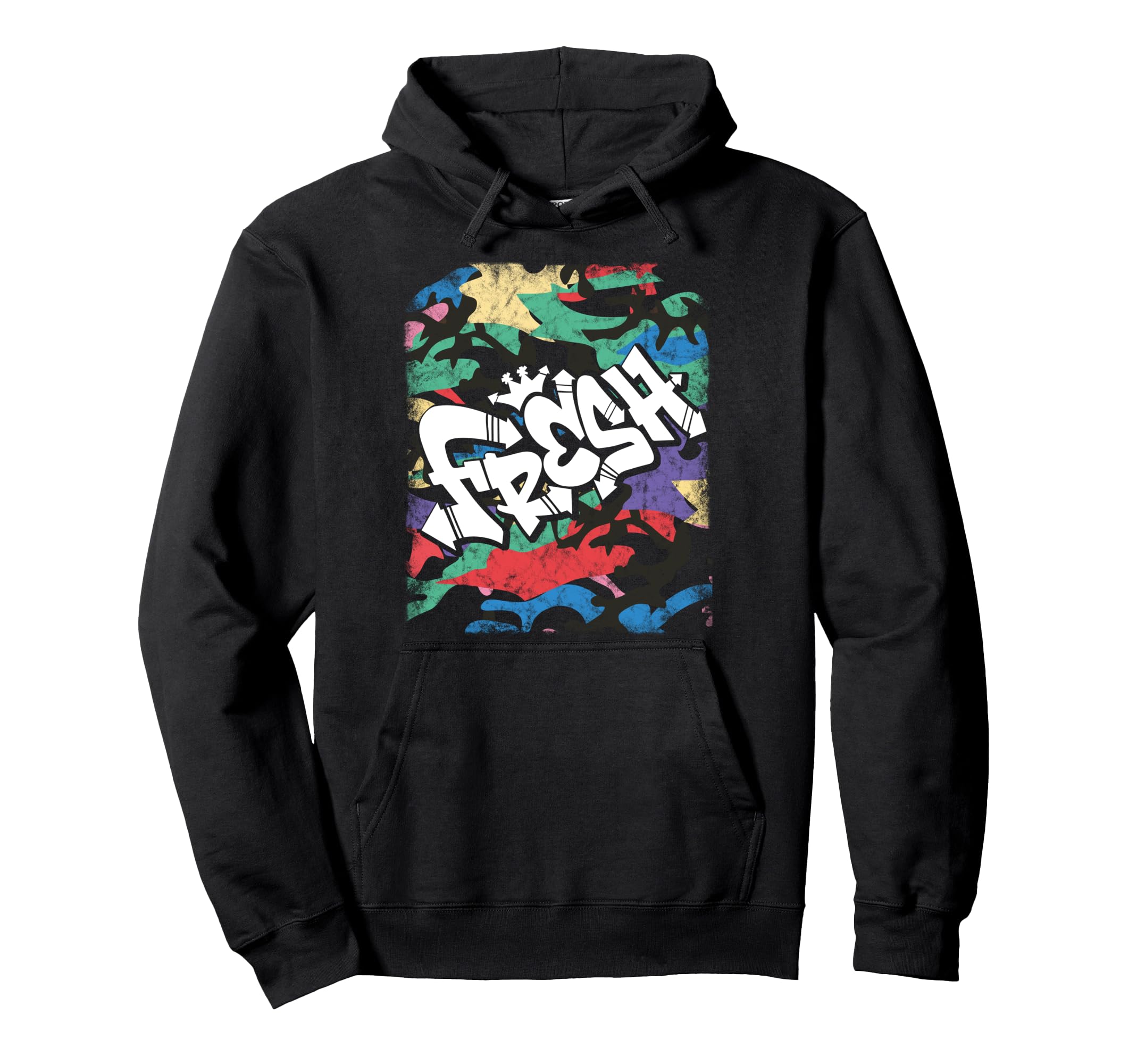 Fresh Hip Hop 80S 90S Old School Camo Hoodie - Fun Novelty Design Unisex - T-Shirt, Sweatshirt, Hoodie