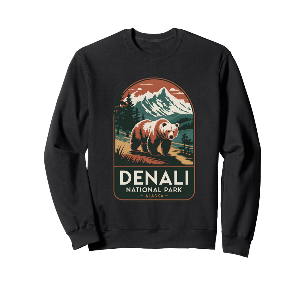 Denali National Park Grizzly Bear Sweatshirt - Minimalist Print Unisex - T-Shirt, Sweatshirt, Hoodie