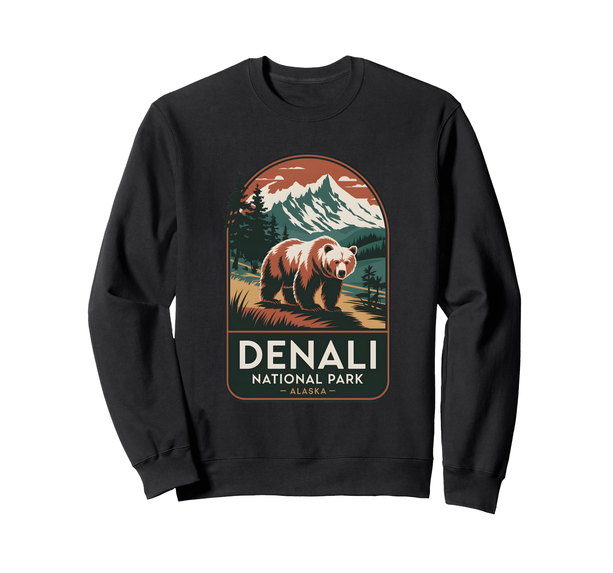 Denali National Park Grizzly Bear Sweatshirt - Minimalist Print Unisex - T-Shirt, Sweatshirt, Hoodie
