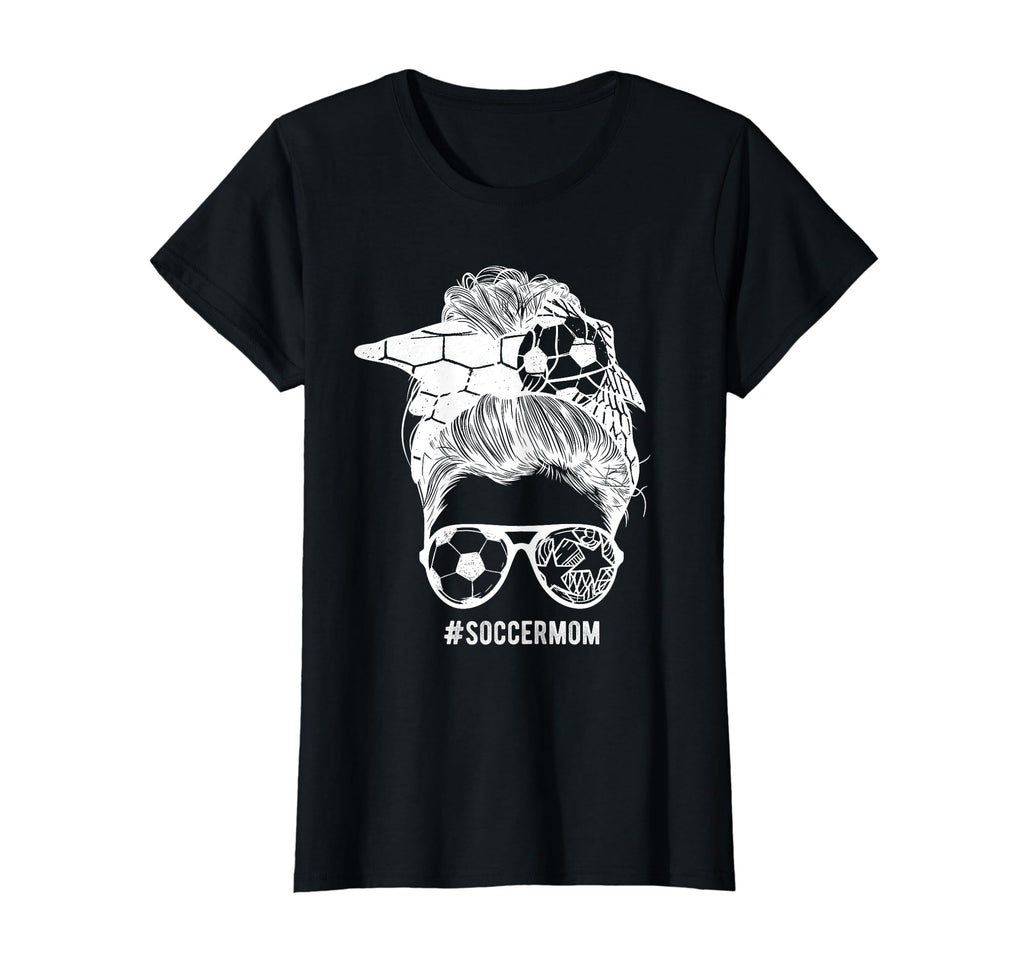 Soccer Mom Messy Bun Hair Soccer T-Shirt - Aesthetic Graphic for Adults - T-Shirt, Sweatshirt, Hoodie
