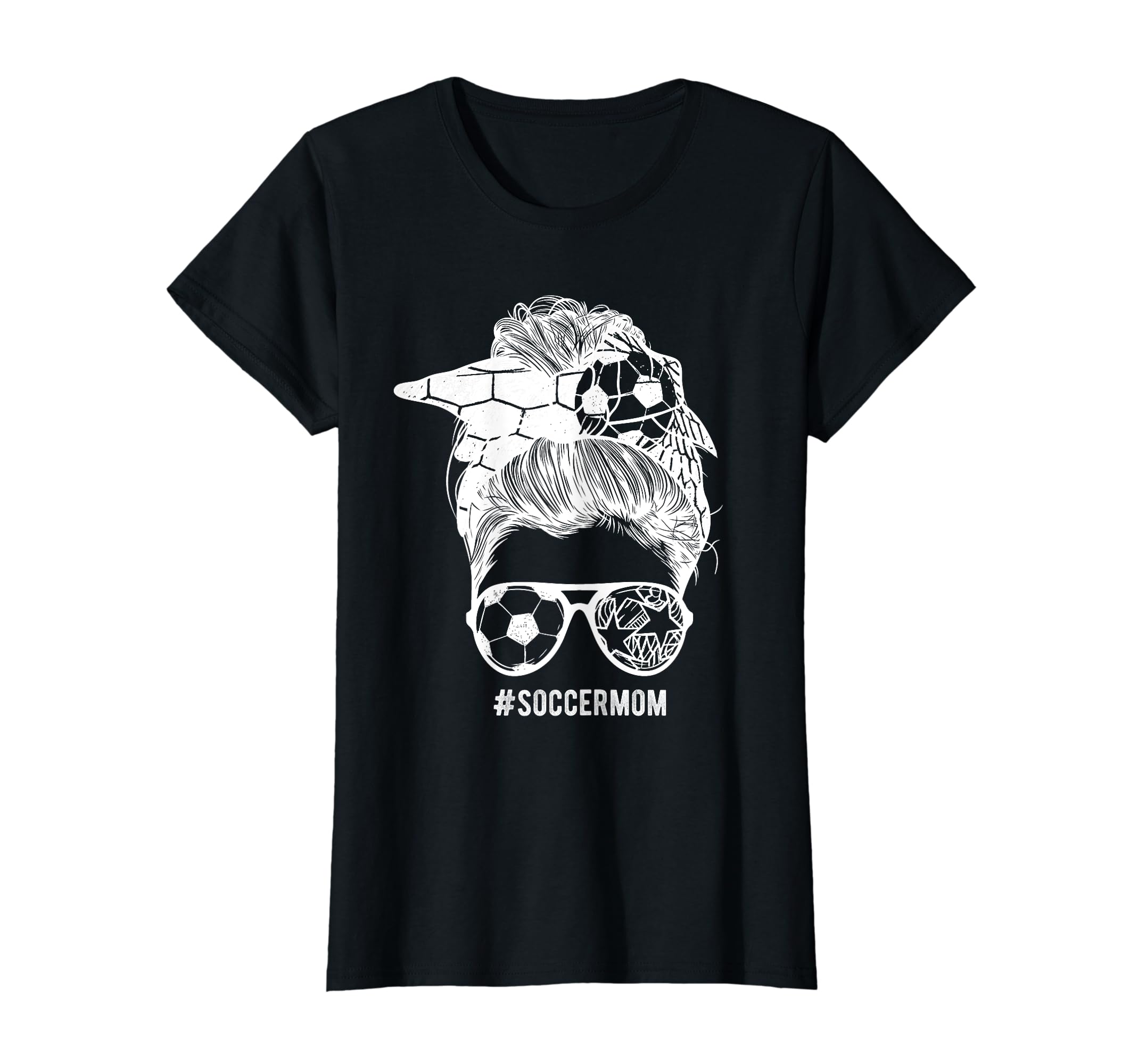 Soccer Mom Messy Bun Hair Soccer T-Shirt - Aesthetic Graphic for Adults - T-Shirt, Sweatshirt, Hoodie