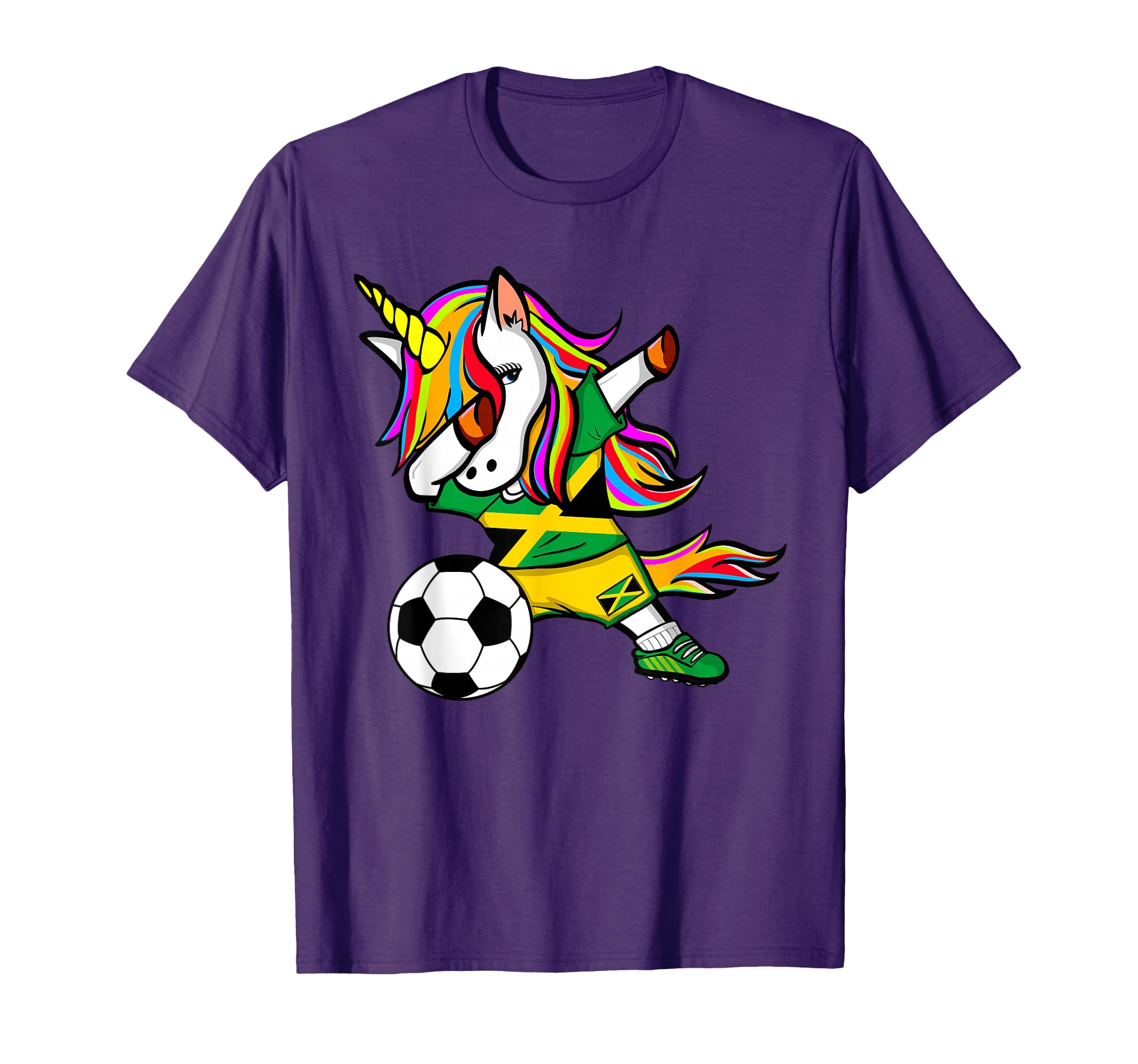 Dabbing Unicorn Jamaica Soccer Jersey T-Shirt - Graphic Print for Adults - T-Shirt, Sweatshirt, Hoodie