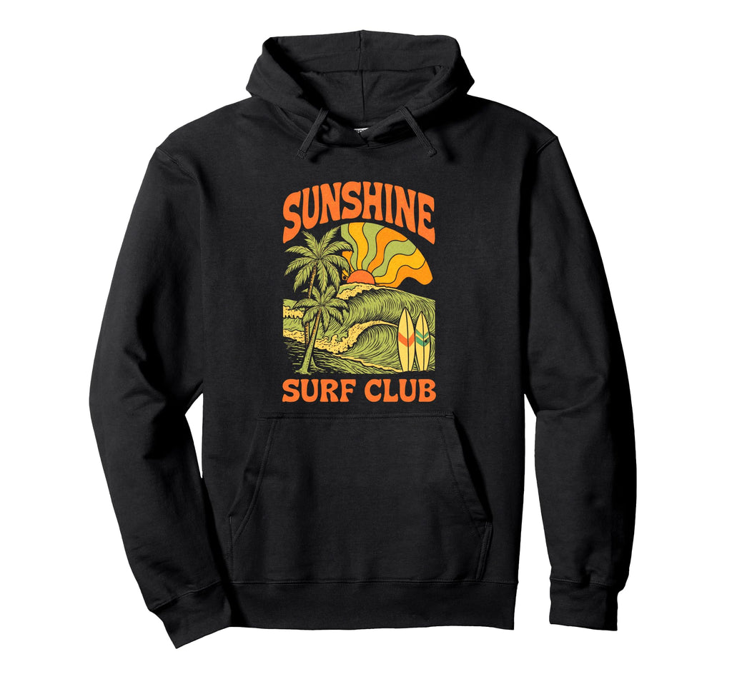 Sunshine Surf Club Wave Sunset Ocean Hoodie - Aesthetic Graphic for Adults - T-Shirt, Sweatshirt, Hoodie