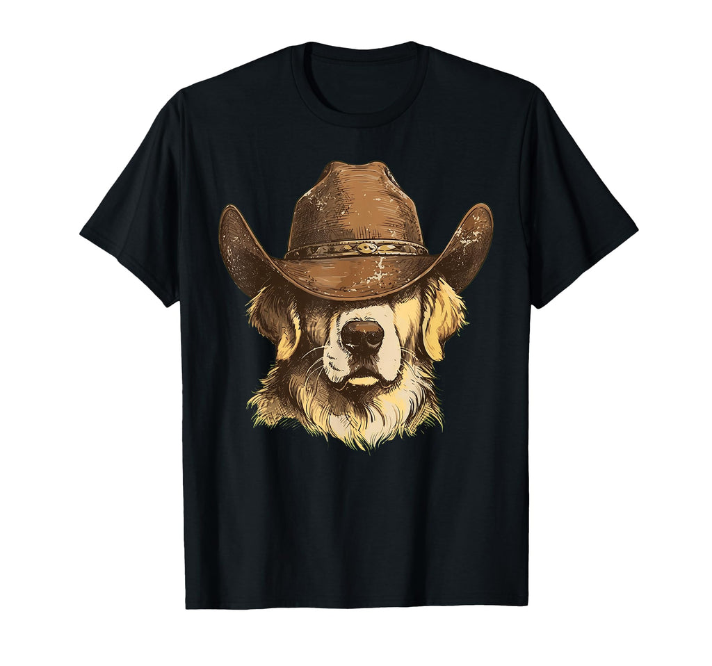 Golden Retriever Cowboy Western T-Shirt - Casual Everyday Wear Men Women - T-Shirt, Sweatshirt, Hoodie