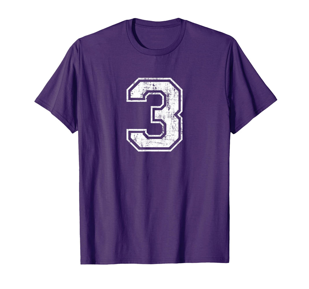 Number 3 Three Distressed Sports T-Shirt - Custom Art Print for Adults - T-Shirt, Sweatshirt, Hoodie