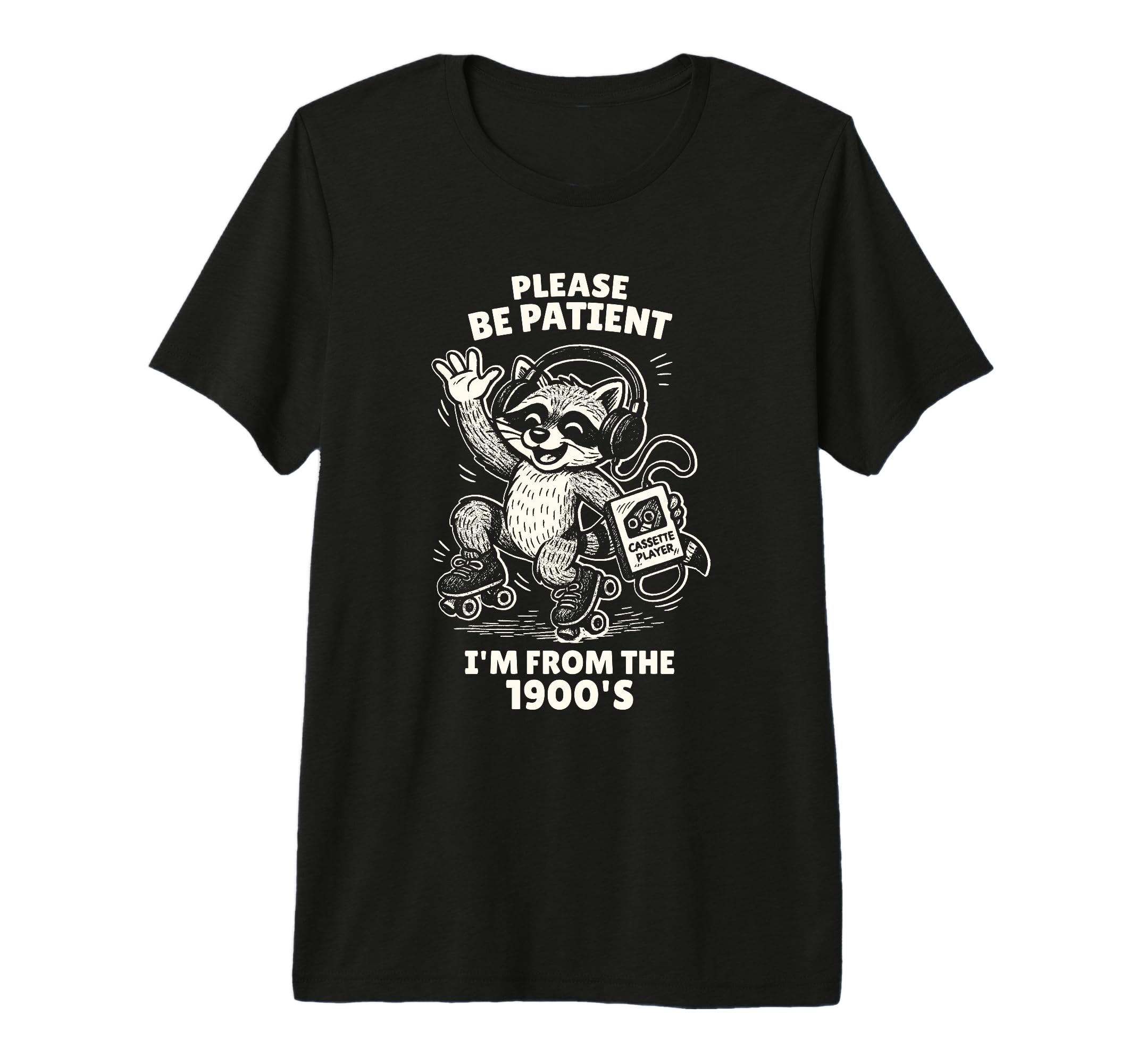 Raccoon 1900S Cassette Player Roller T-Shirt - Streetwear Style Unisex - T-Shirt, Sweatshirt, Hoodie