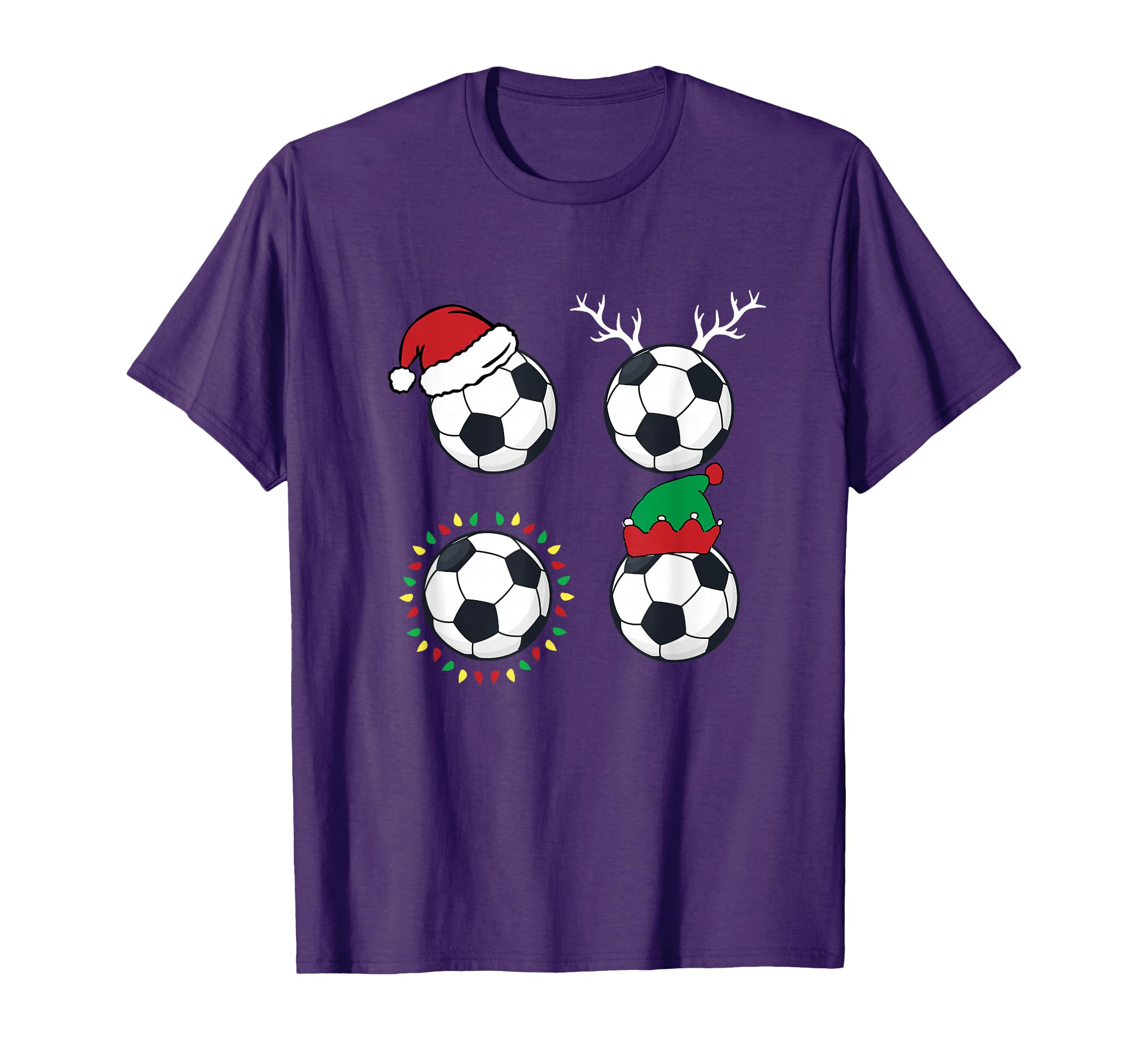 Soccer Ball Santa Hat Elf Reindeer T-Shirt - Fun Novelty Design Men Women - T-Shirt, Sweatshirt, Hoodie