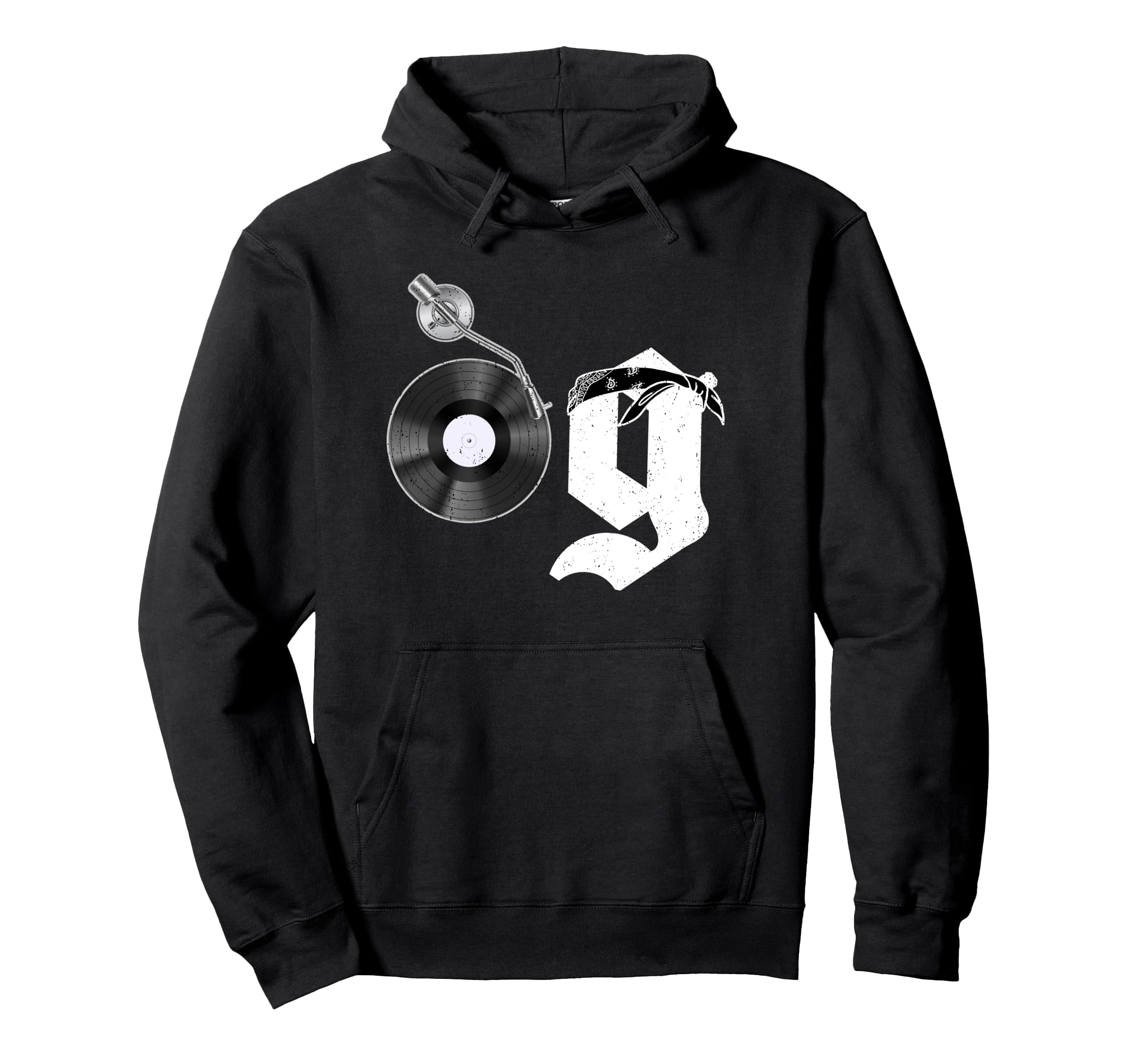 Old School Og Hip Hop Head Vinyl Cds Tapes Hoodie - Graphic Print Unisex - T-Shirt, Sweatshirt, Hoodie