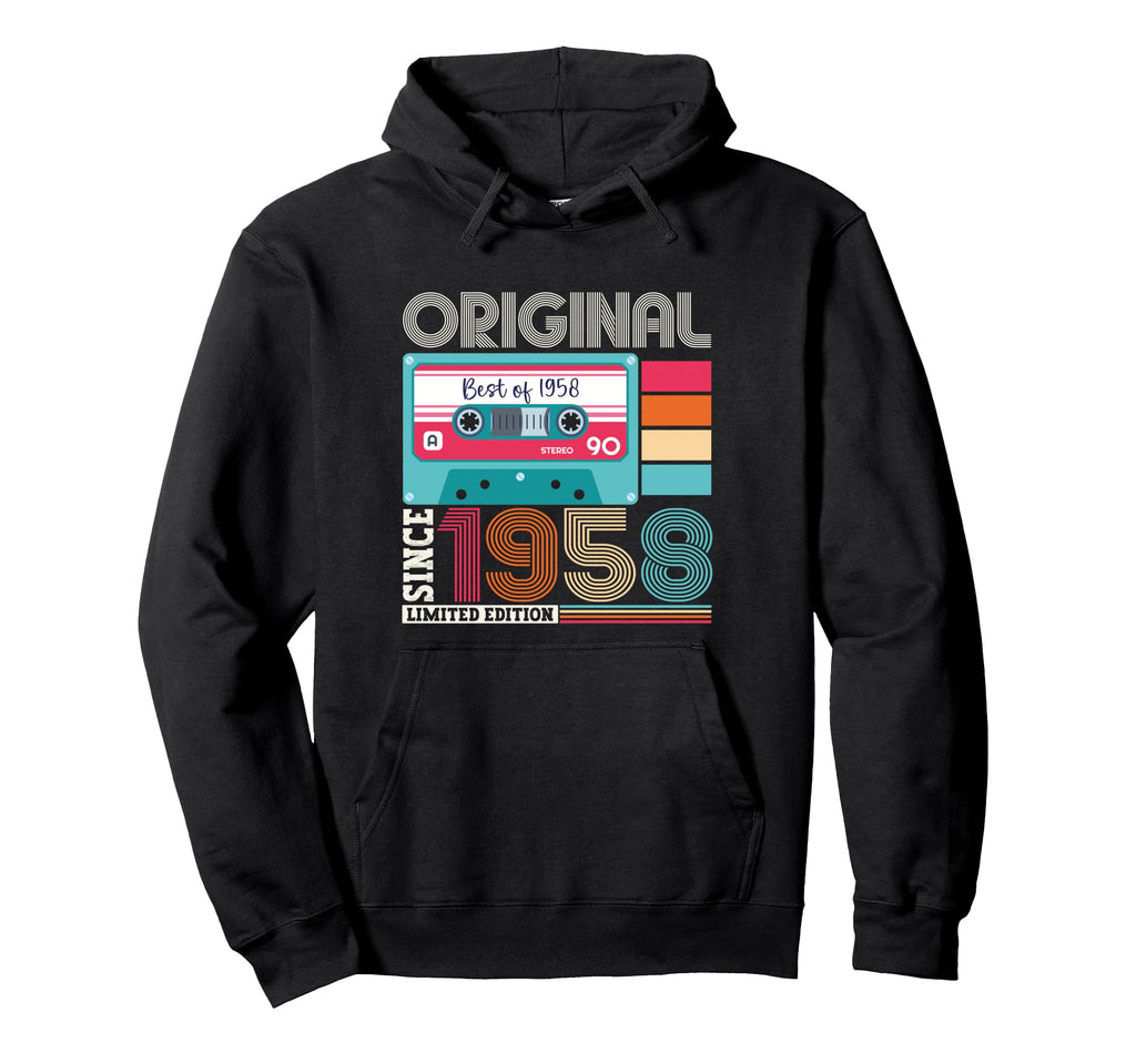 Best 1958 65Th Birthday Gifts Cassette Hoodie - Trendy Graphic for Adults - T-Shirt, Sweatshirt, Hoodie
