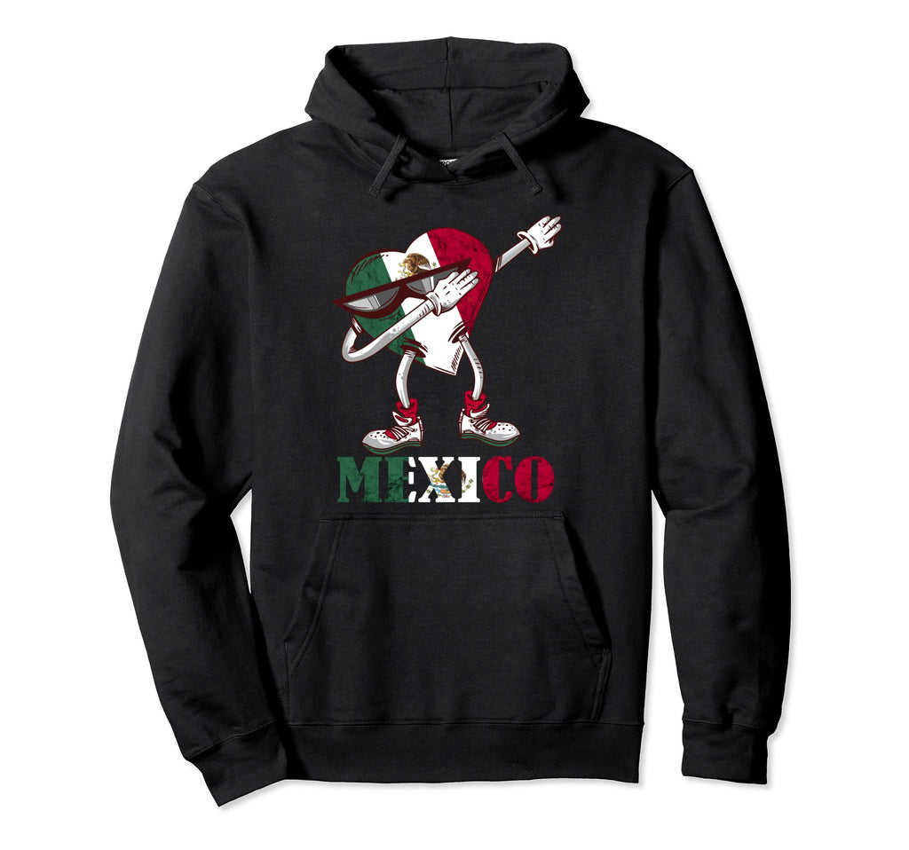 Mexico Flag Heart Dabbing Mexican Flag Hoodie - Graphic Print Men Women - T-Shirt, Sweatshirt, Hoodie