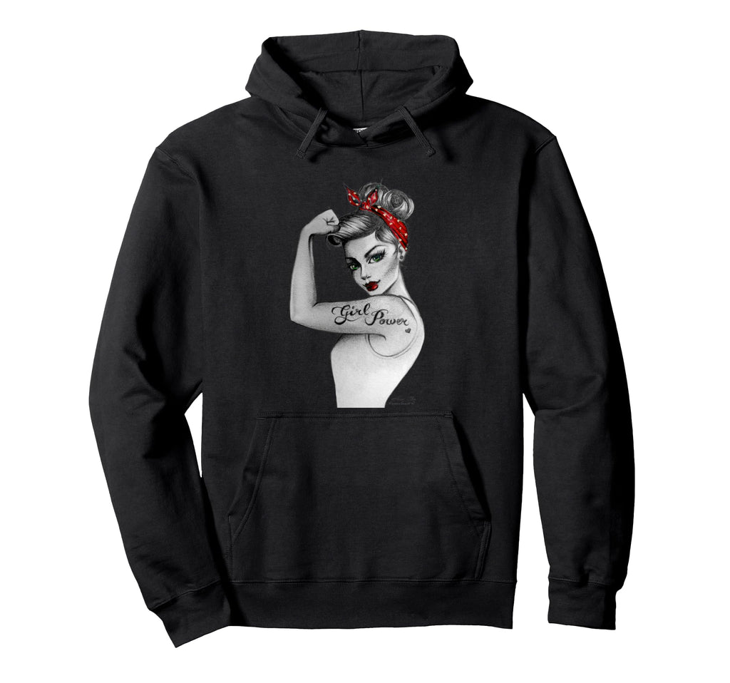 Power Feminist Art Rosie Riveter Annecha Hoodie - Trendy Graphic for Adults - T-Shirt, Sweatshirt, Hoodie
