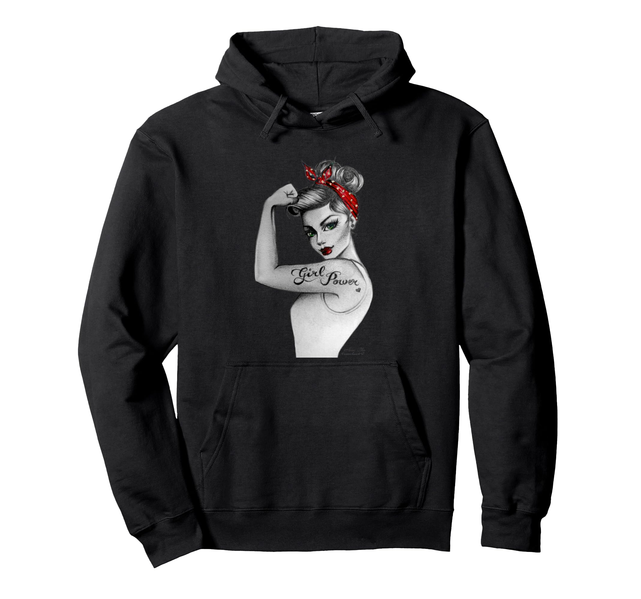Power Feminist Art Rosie Riveter Annecha Hoodie - Trendy Graphic for Adults - T-Shirt, Sweatshirt, Hoodie