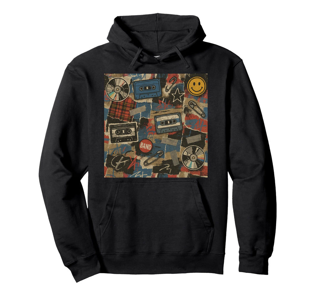 90S Grunge Punk Rock Cassette Pattern Hoodie - Aesthetic Graphic Men Women - T-Shirt, Sweatshirt, Hoodie