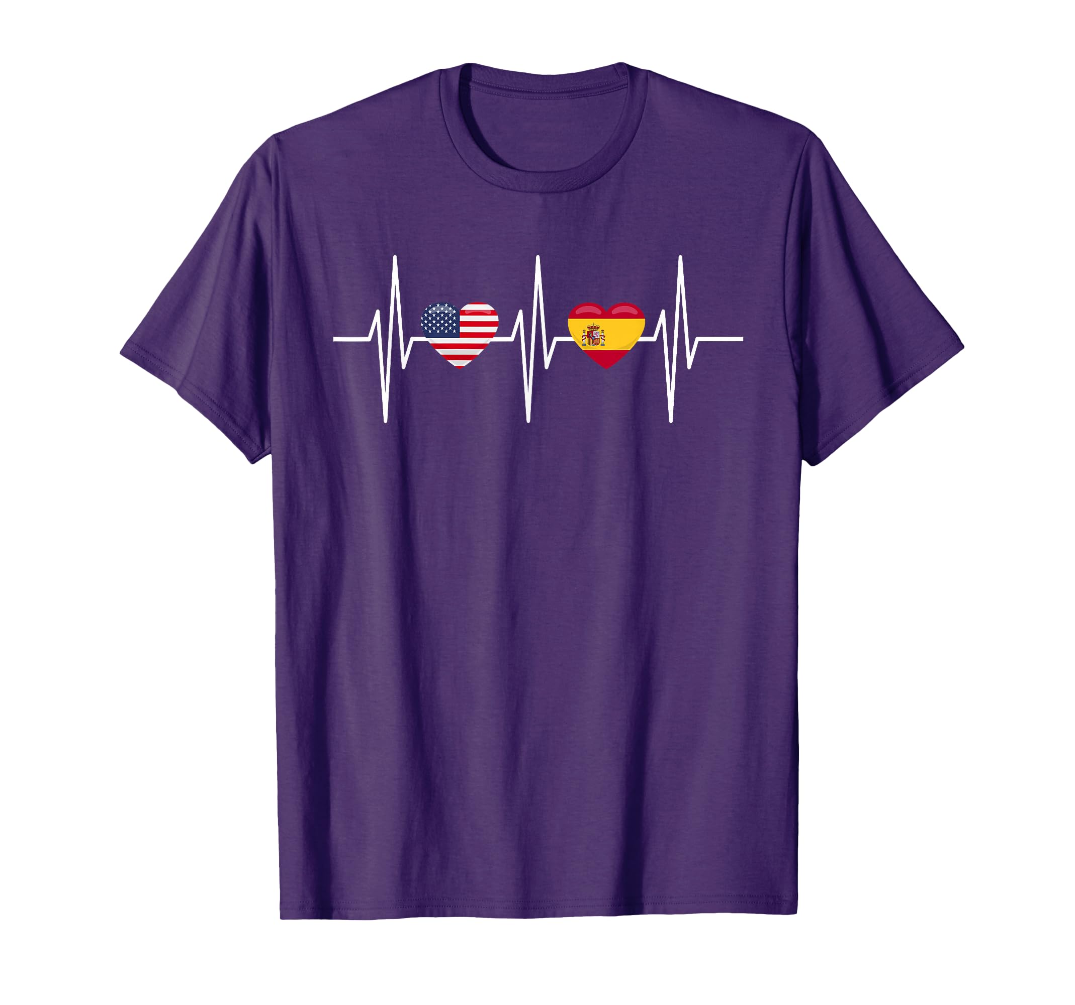Usa Spain Heartbeat America Spanish T-Shirt - Minimalist Print for Adults - T-Shirt, Sweatshirt, Hoodie