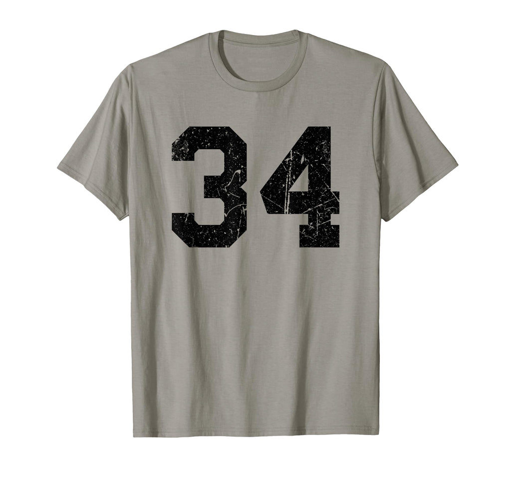 Number 34 Sports Team Black T-Shirt - Novelty Apparel for Adults - T-Shirt, Sweatshirt, Hoodie