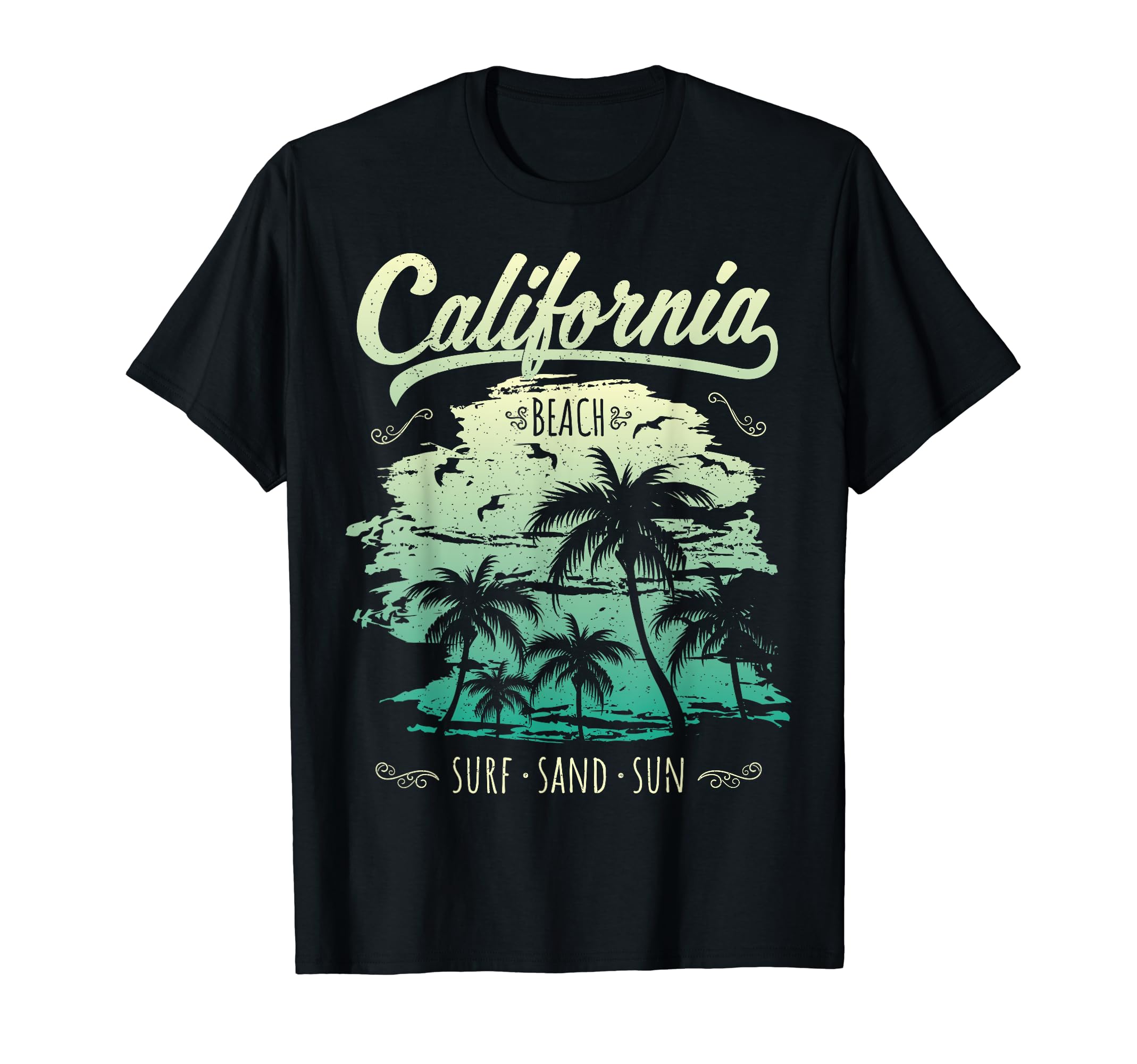 California Ca 70S Skyline Surf T-Shirt - Aesthetic Graphic for Adults - T-Shirt, Sweatshirt, Hoodie