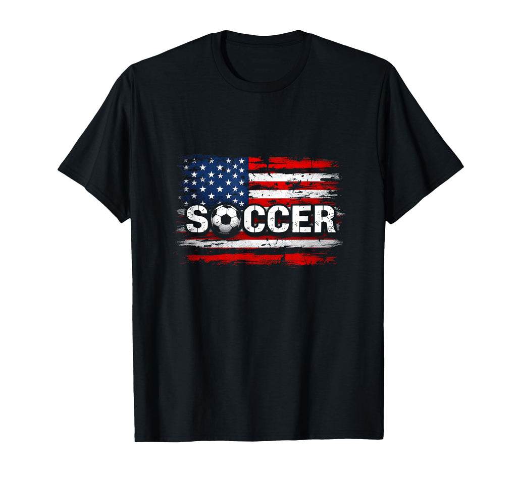 Soccer Distressed American Flag Soccer T-Shirt - Fun Novelty Design Unisex - T-Shirt, Sweatshirt, Hoodie