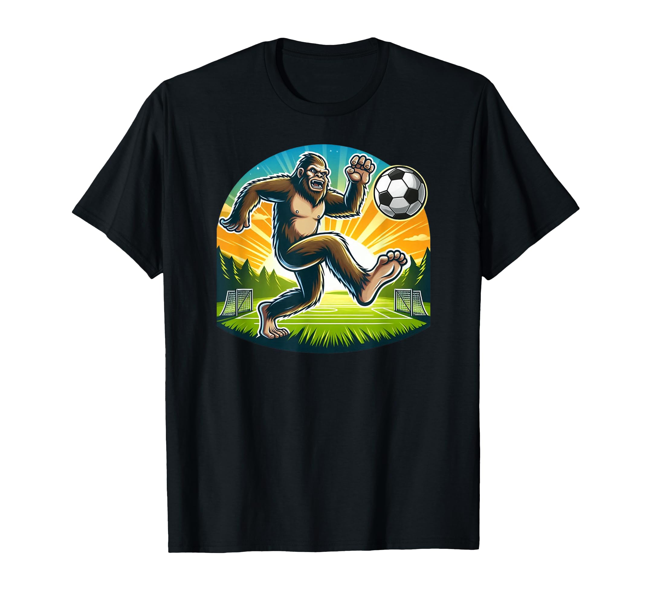 Soccer Bigfoot Playing Soccer T-Shirt - Novelty Apparel Unisex - T-Shirt, Sweatshirt, Hoodie
