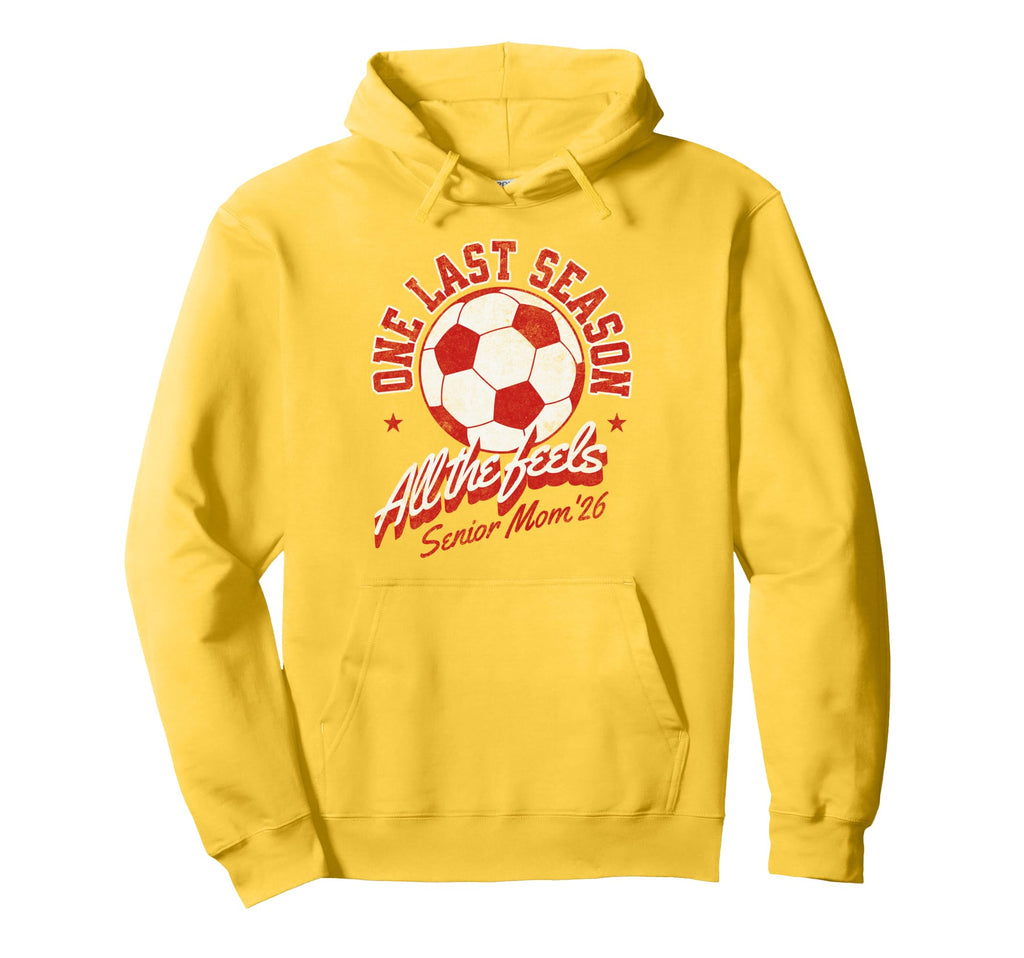 Soccer Senior Mom 2026 Distressed Hoodie - Graphic Print Unisex - T-Shirt, Sweatshirt, Hoodie