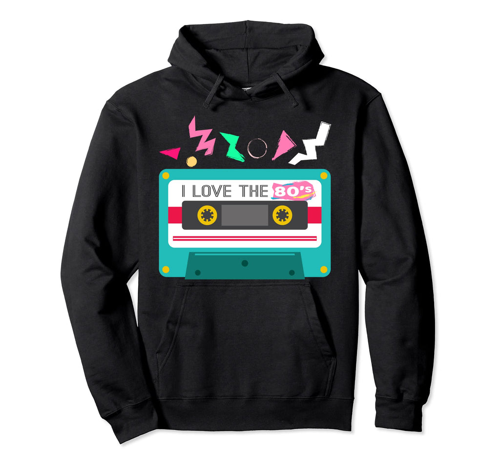 I Love 80S Eighties Cassette Tape Hoodie - Minimalist Print Men Women - T-Shirt, Sweatshirt, Hoodie