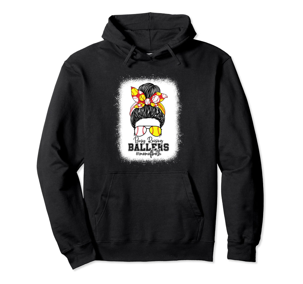 Busy Raising Ballers Softball Funny Hoodie - Streetwear Style for Adults - T-Shirt, Sweatshirt, Hoodie