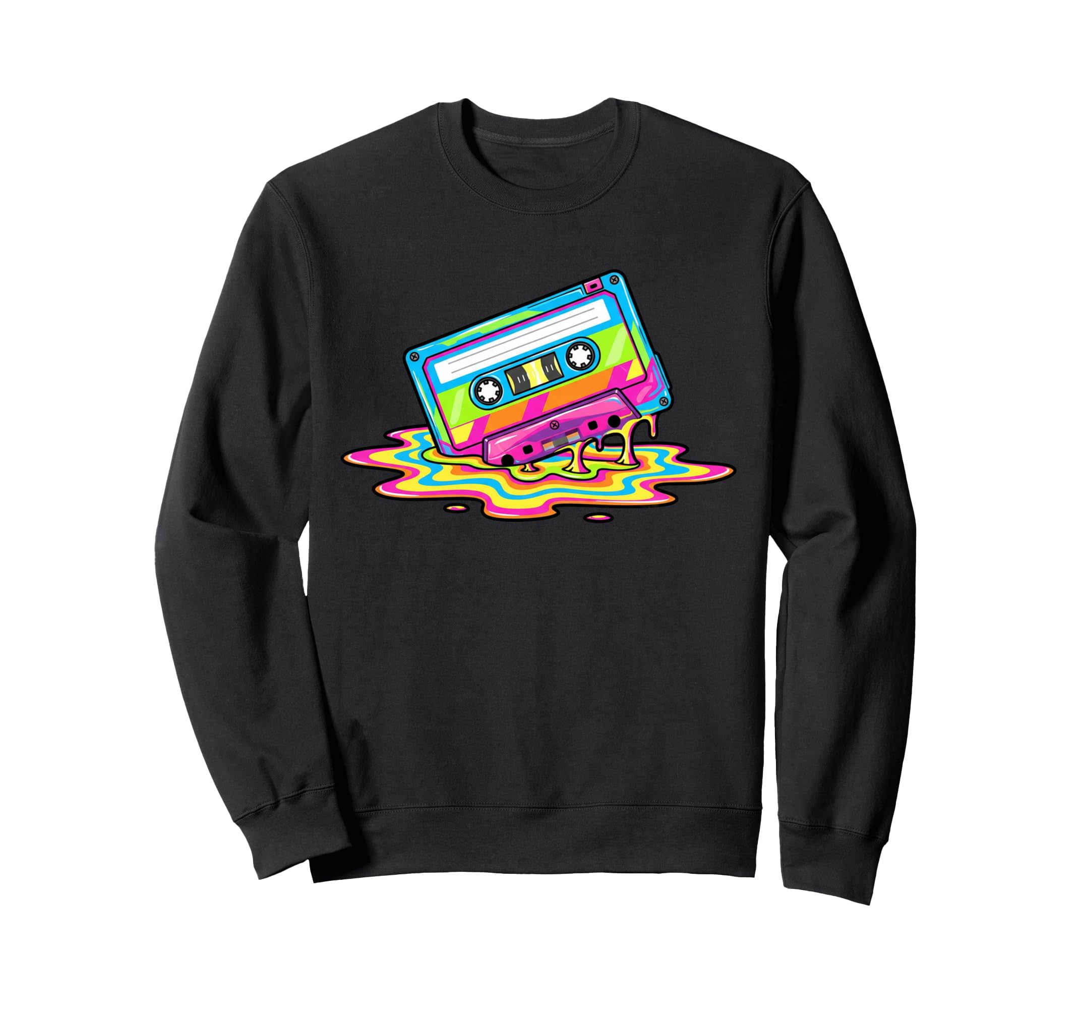 Colorful Melting Cassette Tape Sweatshirt - Casual Everyday Wear Unisex - T-Shirt, Sweatshirt, Hoodie