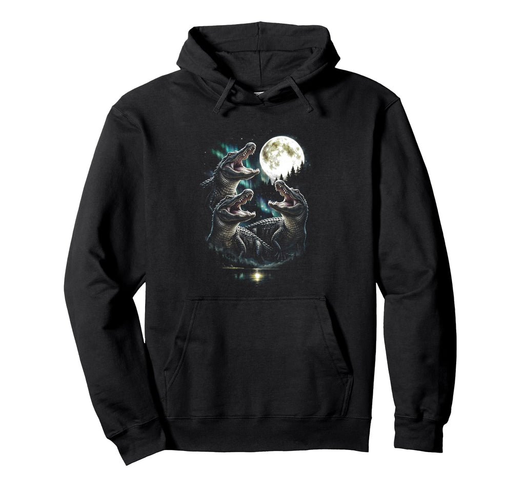 3 Howling Alligator Moon Funny 80S 90S Hoodie - Graphic Print for Adults - T-Shirt, Sweatshirt, Hoodie