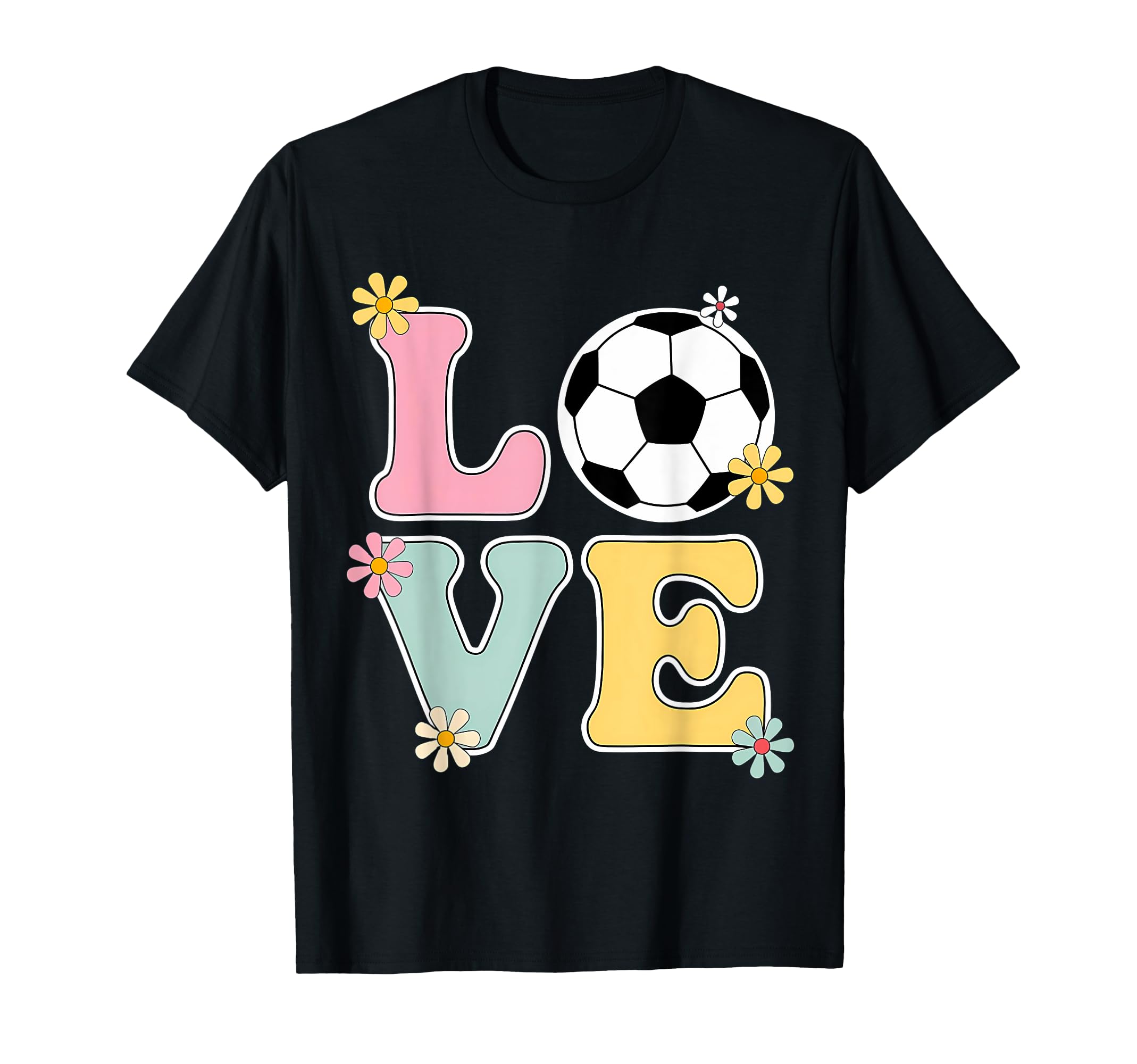 Colorful Love Soccer Floral Accents T-Shirt - Novelty Apparel Men Women - T-Shirt, Sweatshirt, Hoodie