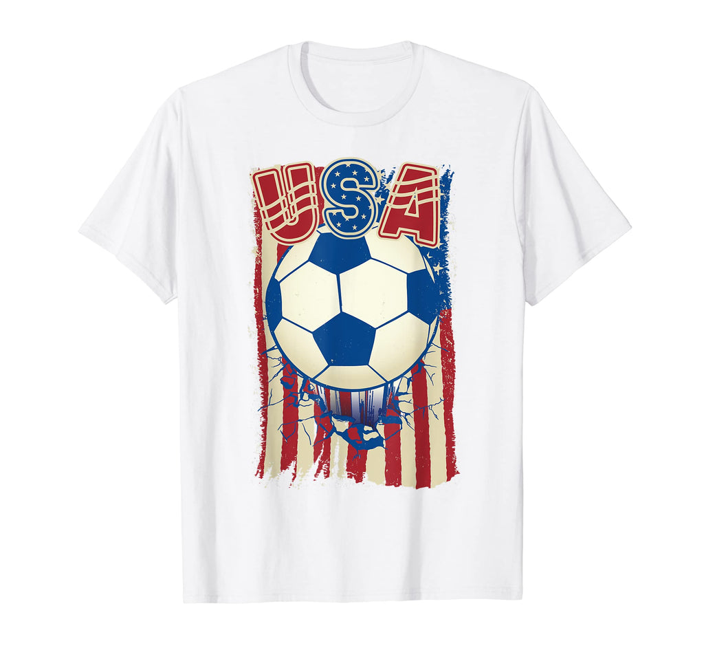 Soccer Ball U S Flag Soccer Fans T-Shirt - Casual Everyday Wear Men Women - T-Shirt, Sweatshirt, Hoodie