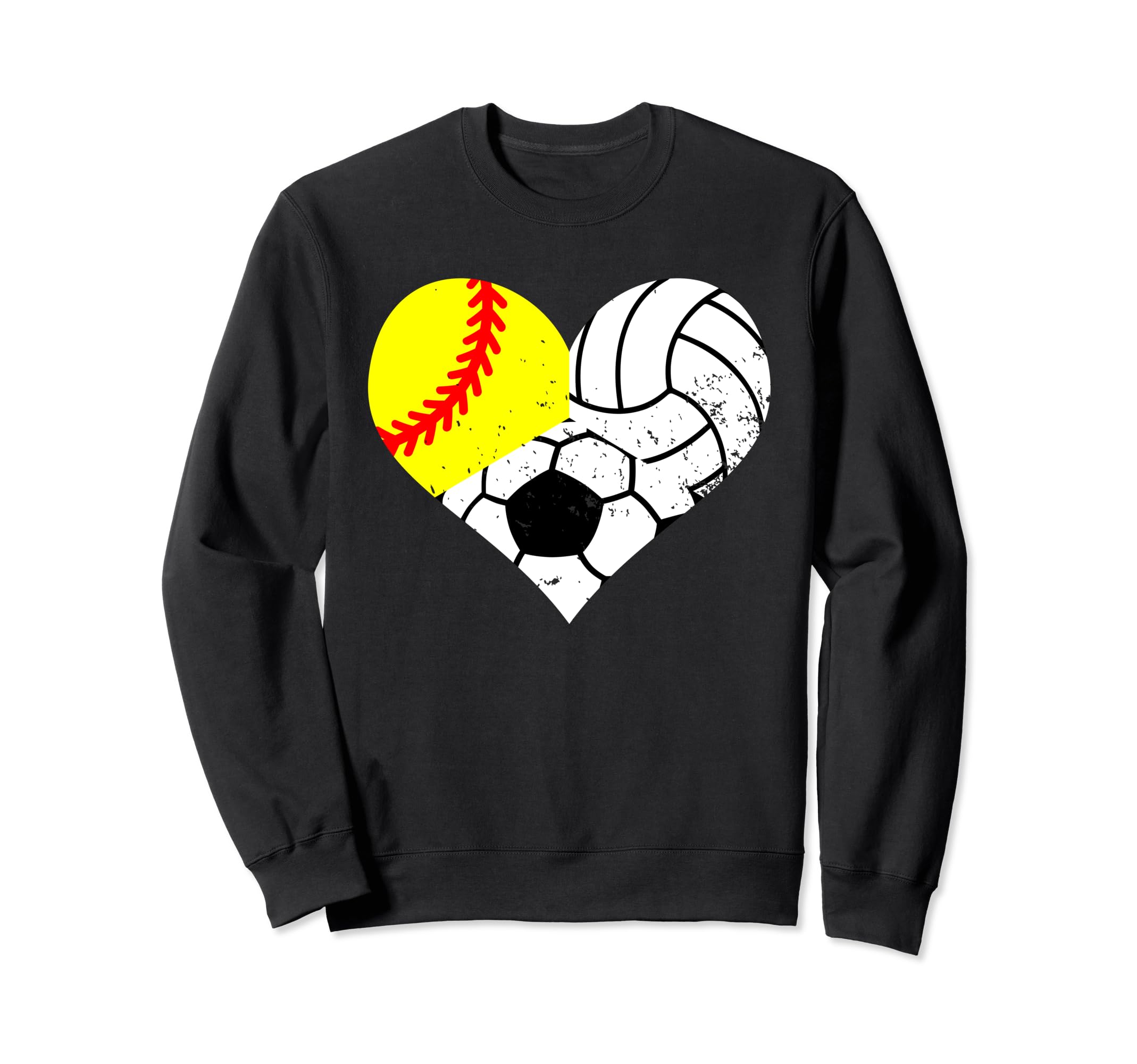Softball Volleyball Soccer Heart Sweatshirt - Trendy Graphic Men Women - T-Shirt, Sweatshirt, Hoodie