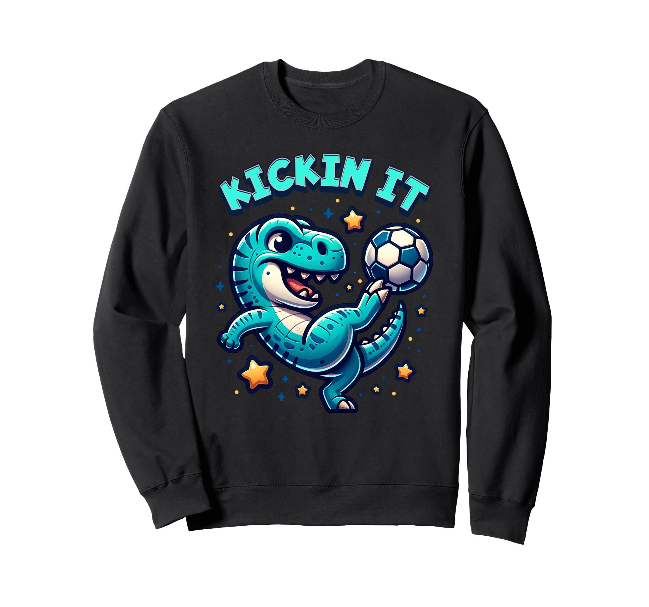 Kickin It T Rex Dinosaur Soccer Sweatshirt - Custom Art Print for Adults - T-Shirt, Sweatshirt, Hoodie