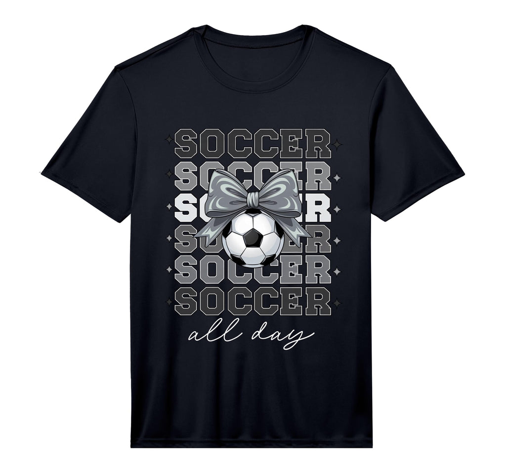 Groovy Soccer Coquette Bow Soccer All Day T-Shirt - Novelty Apparel Unisex - T-Shirt, Sweatshirt, Hoodie