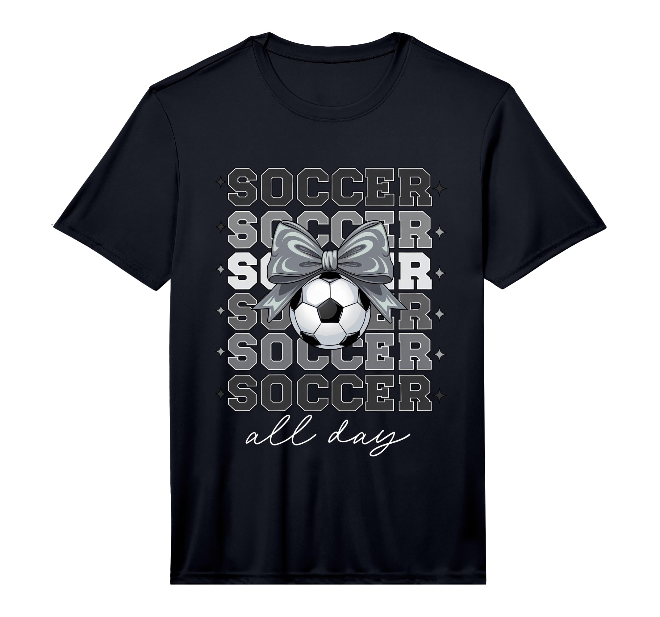 Groovy Soccer Coquette Bow Soccer All Day T-Shirt - Novelty Apparel Unisex - T-Shirt, Sweatshirt, Hoodie