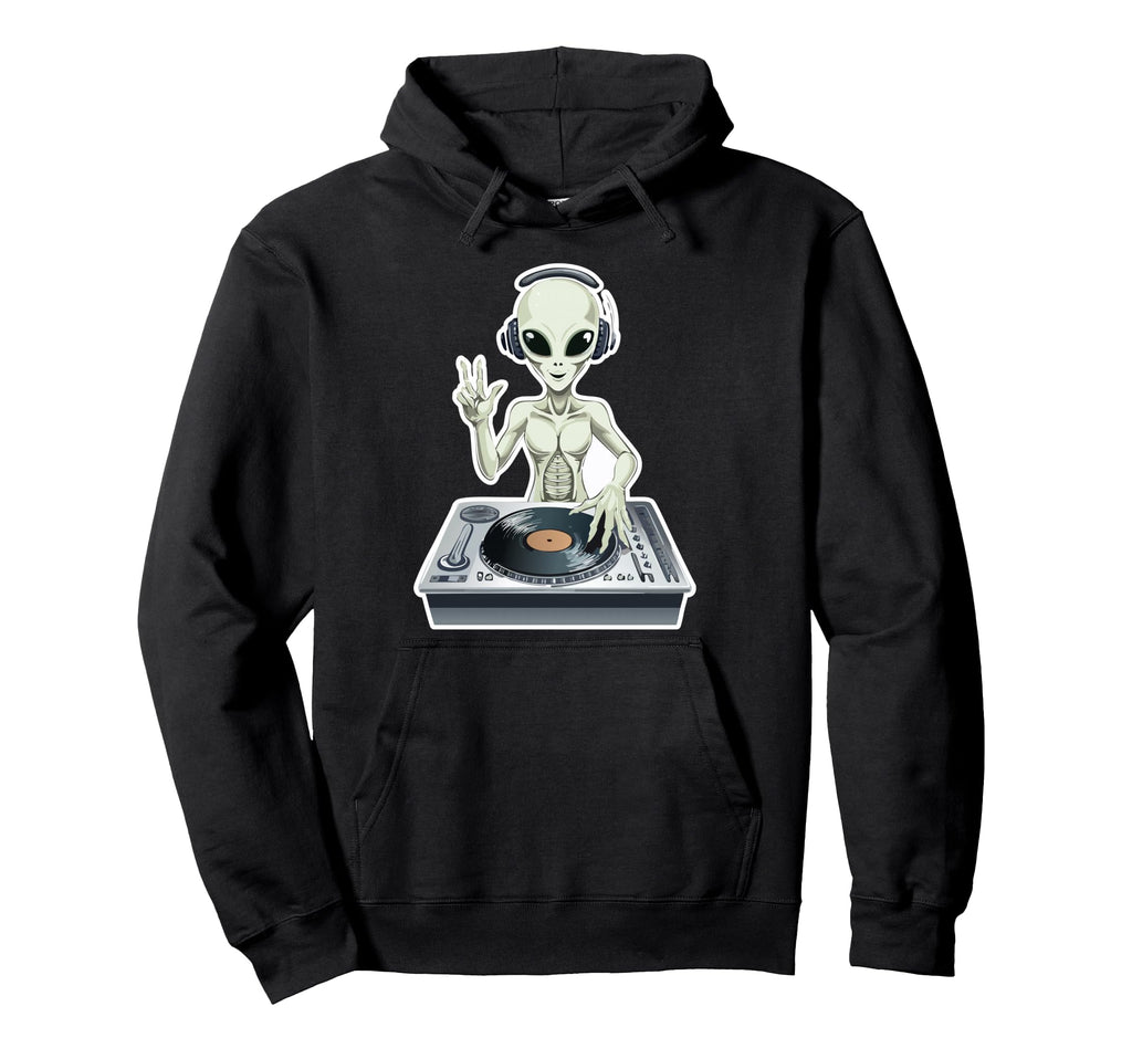 Old School Alien Dj Hip Hop Edm Space Hoodie - Casual Everyday Wear Unisex - T-Shirt, Sweatshirt, Hoodie