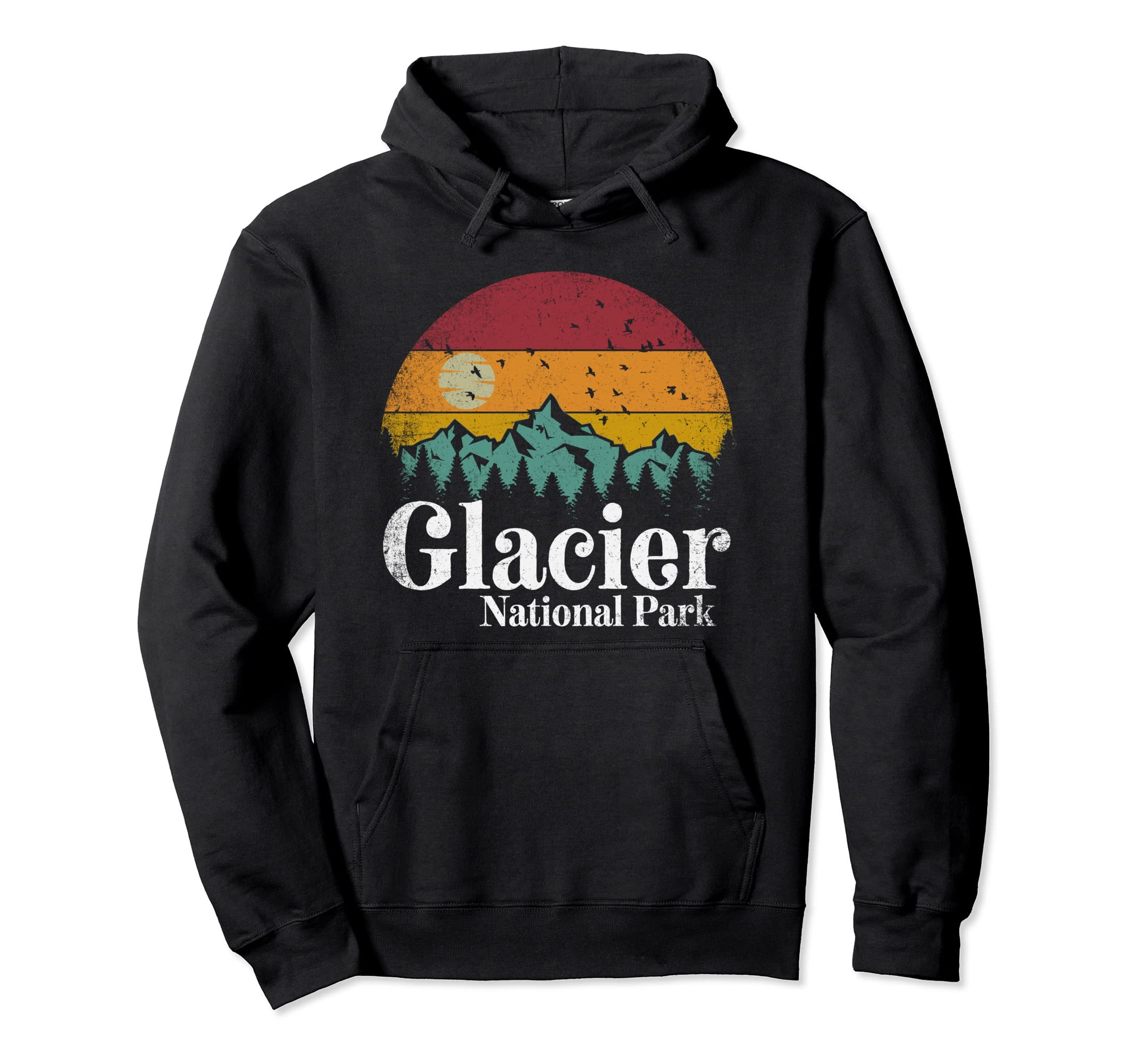 Glacier National Park Mountains Hiking Hoodie - Minimalist Print Unisex - T-Shirt, Sweatshirt, Hoodie