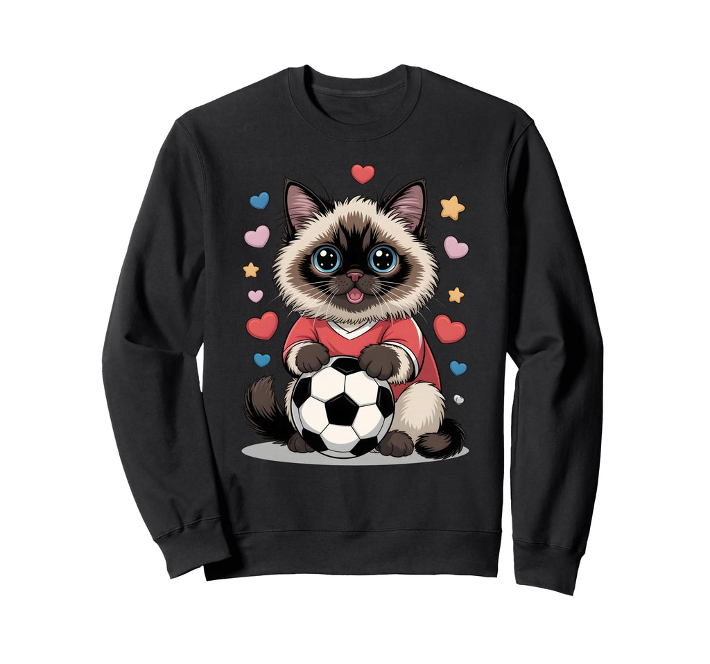 Kawaii Soccer Cat Just Who Loves Sweatshirt - Custom Art Print for Adults - T-Shirt, Sweatshirt, Hoodie