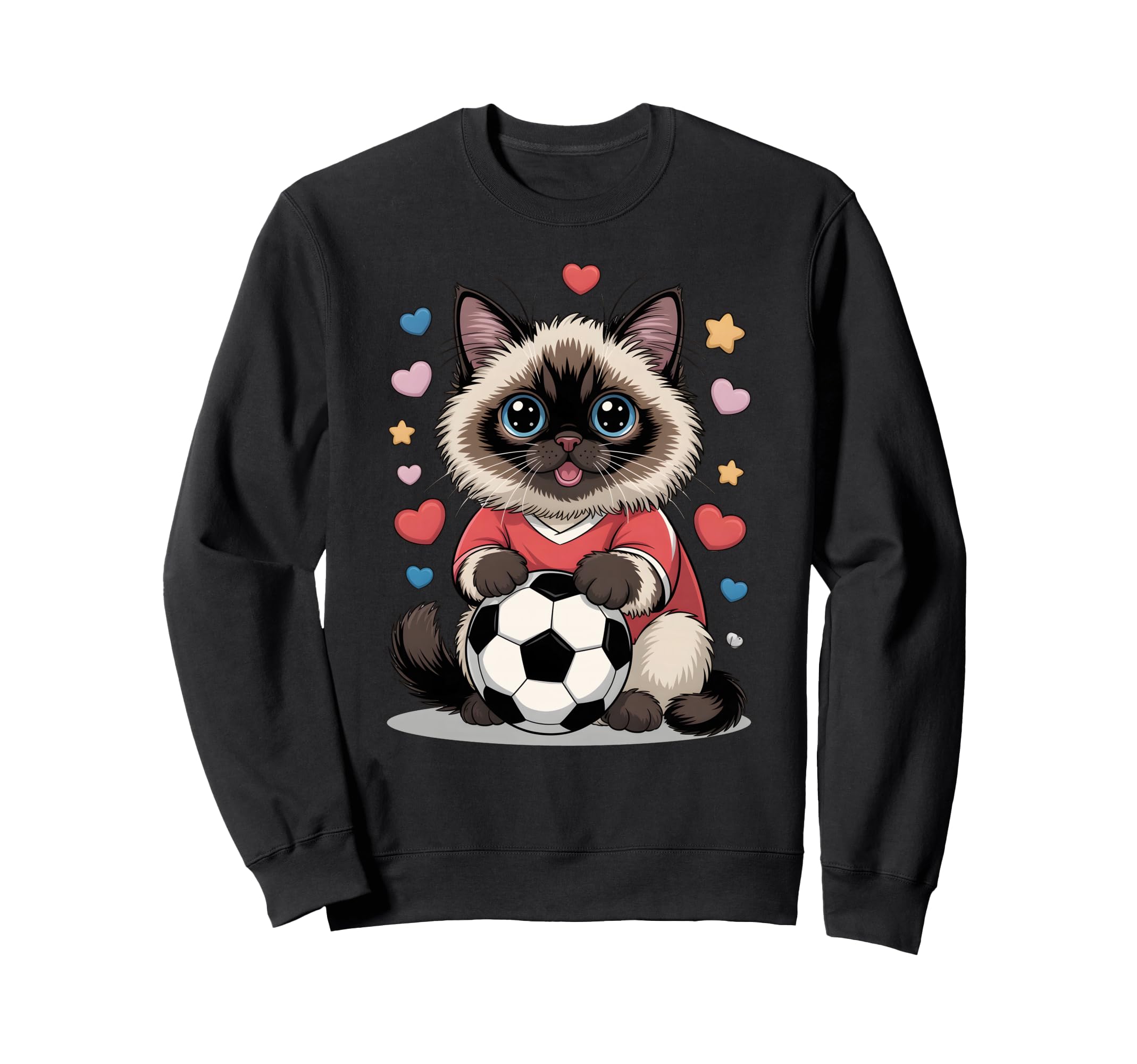 Kawaii Soccer Cat Just Who Loves Sweatshirt - Aesthetic Graphic Men Women - T-Shirt, Sweatshirt, Hoodie