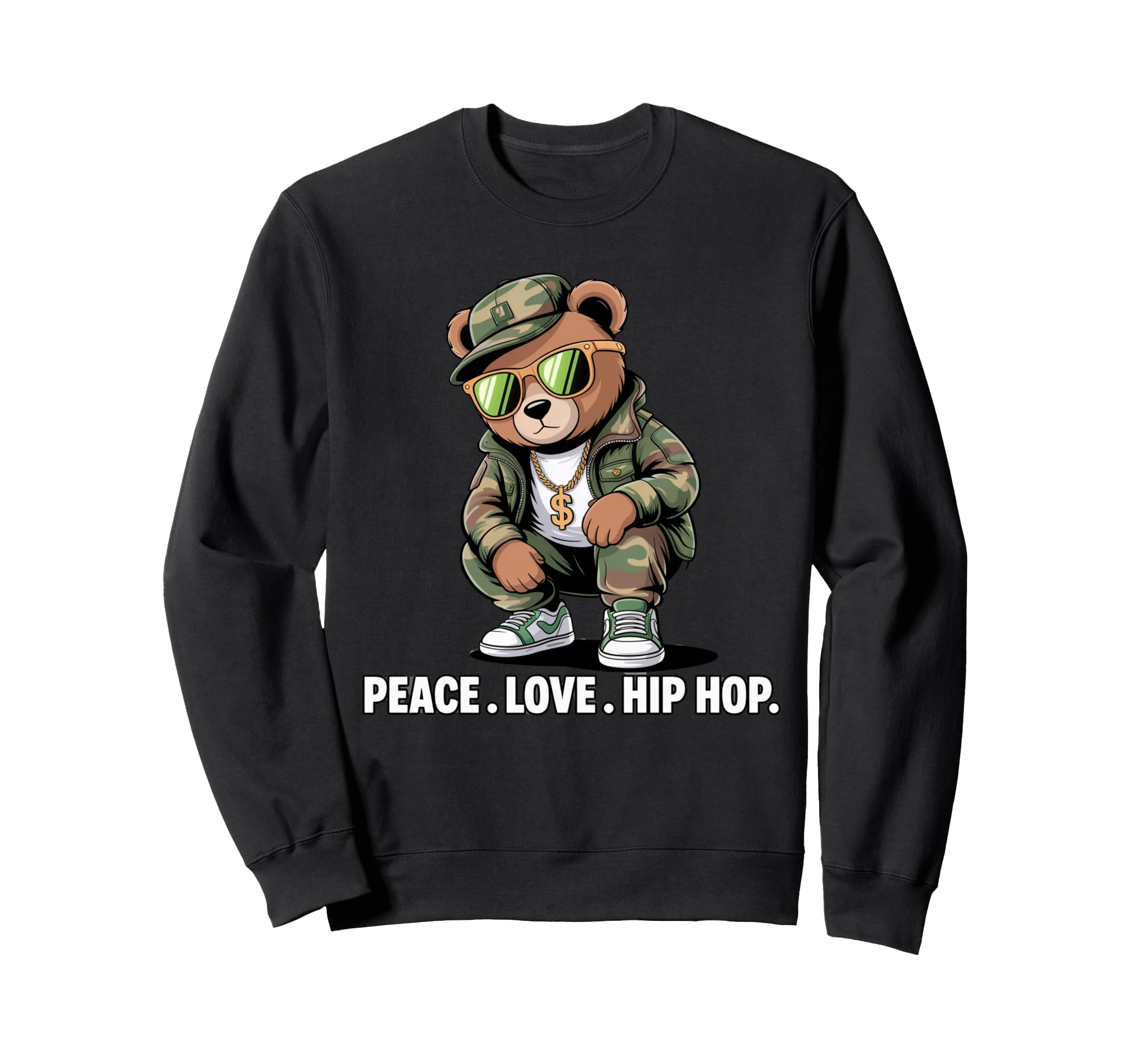 Camouflage Rapper Teddy Bear Camo 80S Sweatshirt - Graphic Print Men Women - T-Shirt, Sweatshirt, Hoodie
