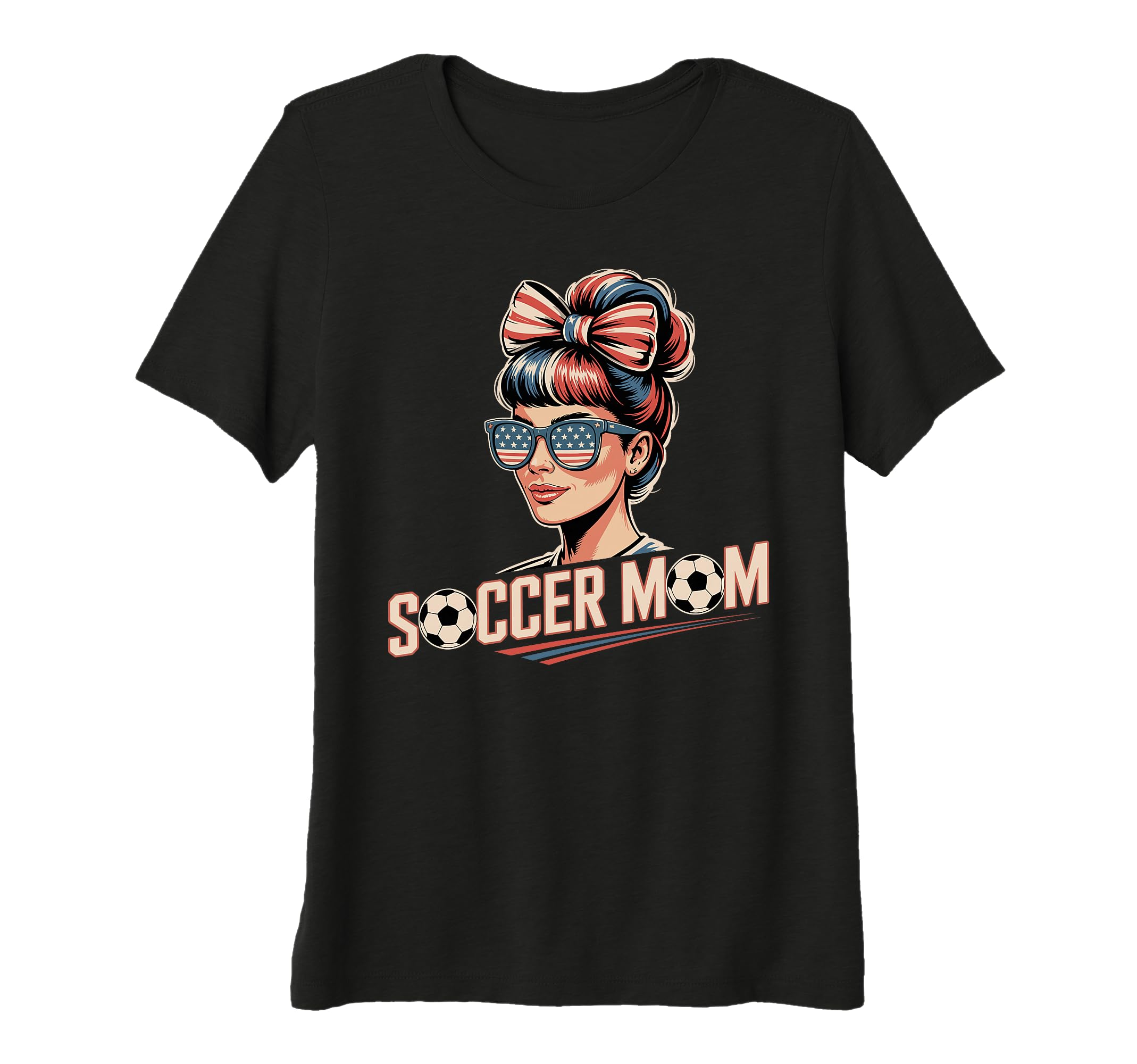 Womens Patriotic Soccer Mom American T-Shirt - Custom Art Print Men Women - T-Shirt, Sweatshirt, Hoodie